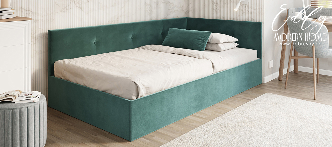 Postel EDDY 2 pro děti a mládež tyrkysová TRINITY 120x200 kovový zdvižný rošt