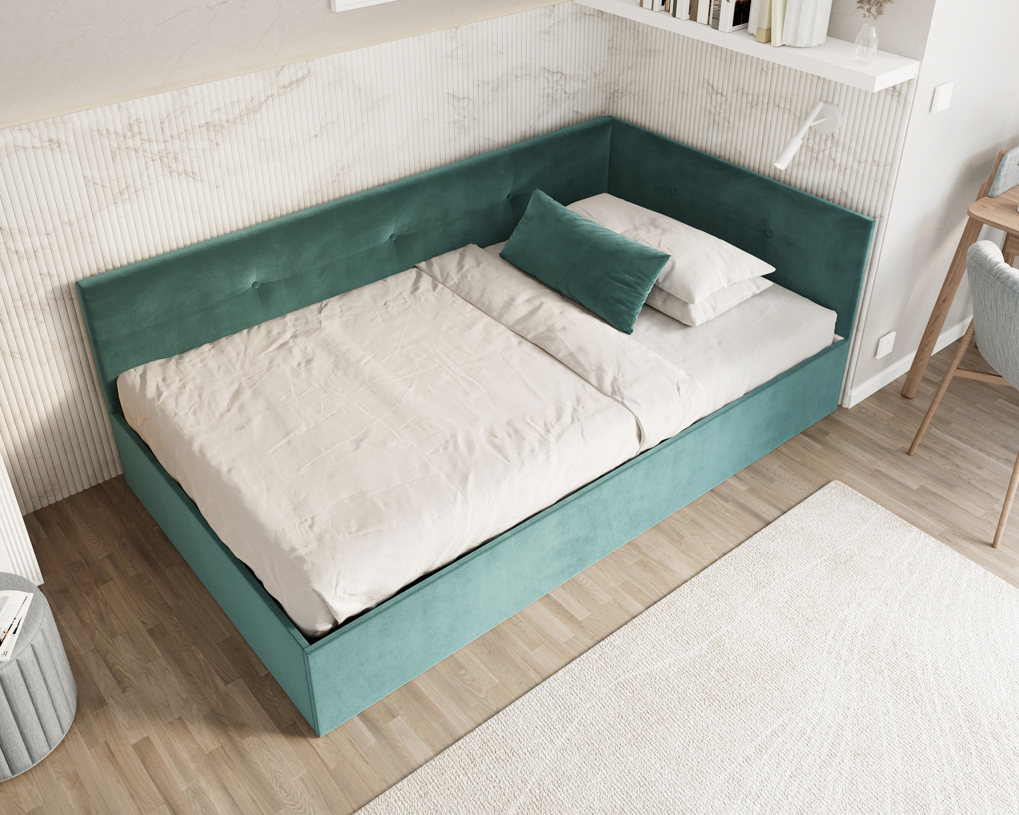 Postel EDDY 2 pro děti a mládež tyrkysová TRINITY 120x200 kovový zdvižný rošt