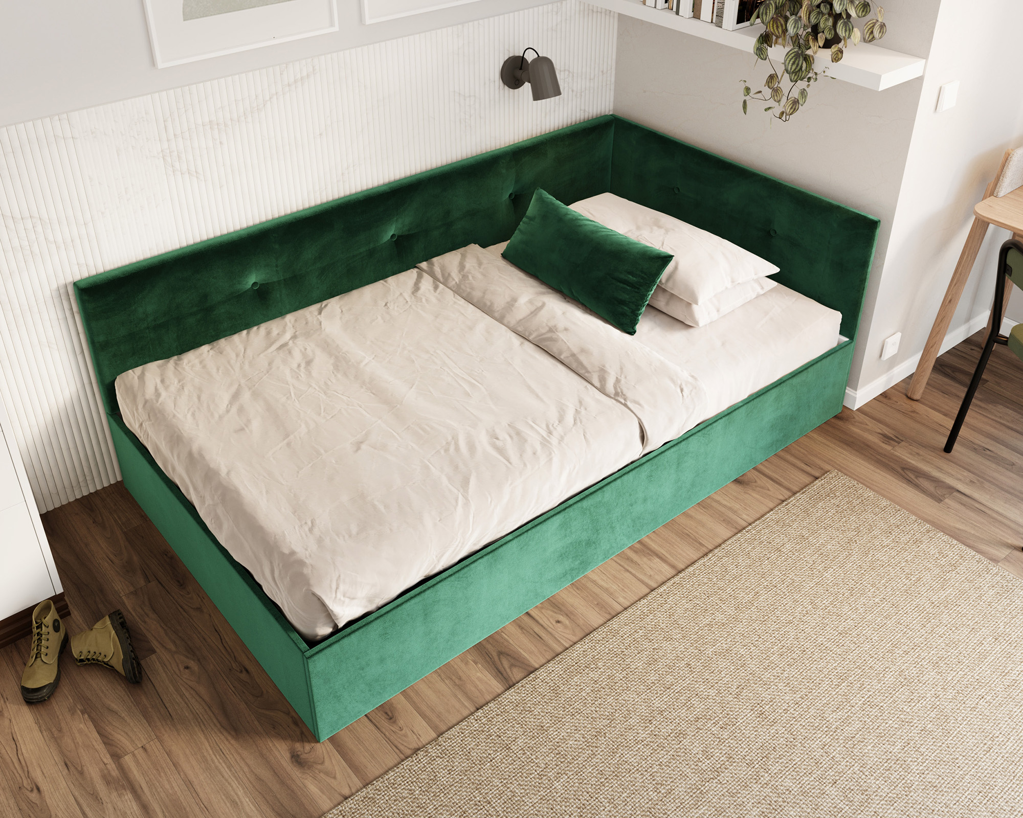 Postel EDDY 2 pro děti a mládež zelená TRINITY 120x200 kovový zdvižný rošt