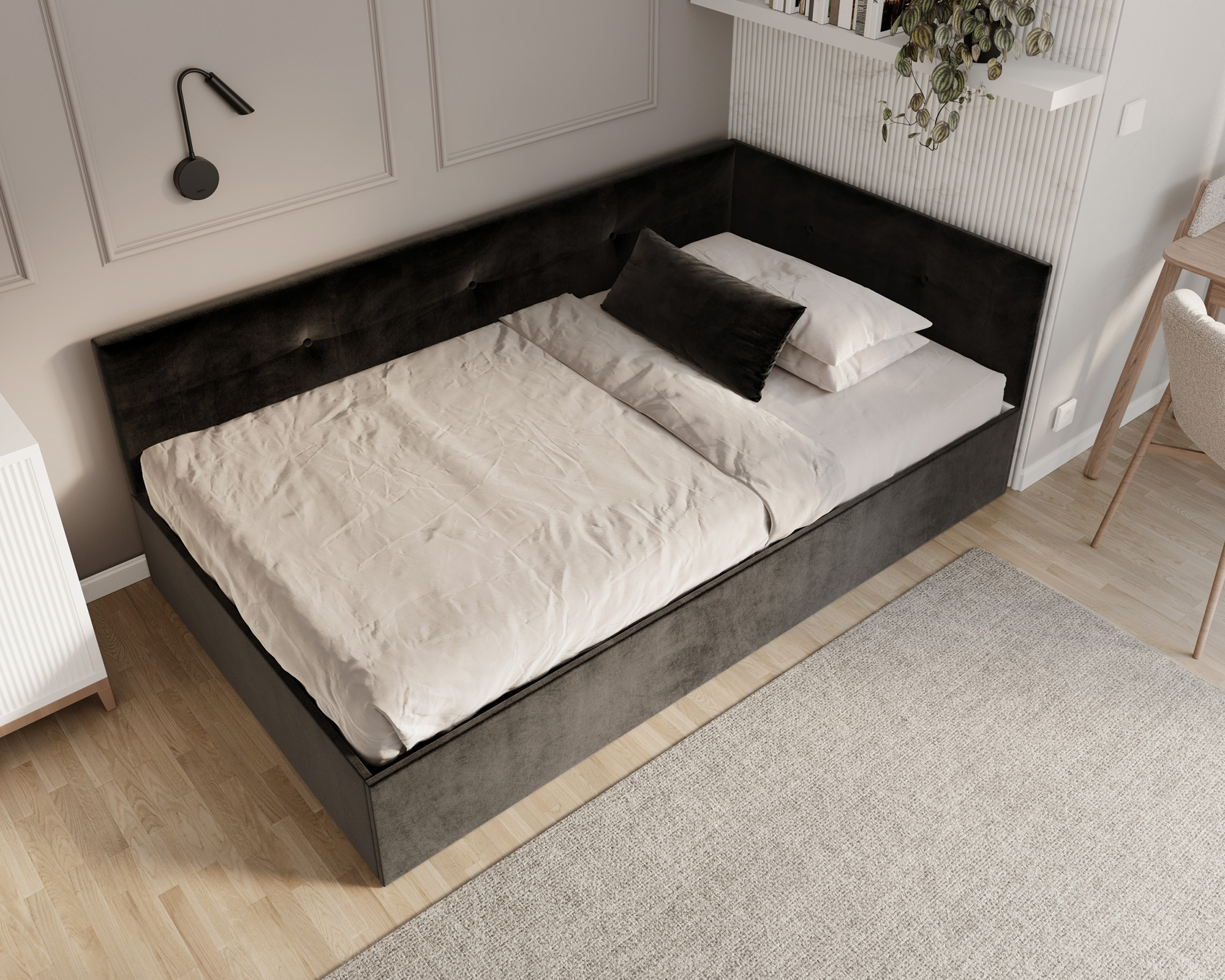 Postel EDDY 2 pro děti a mládež černá TRINITY 120x200 kovový zdvižný rošt