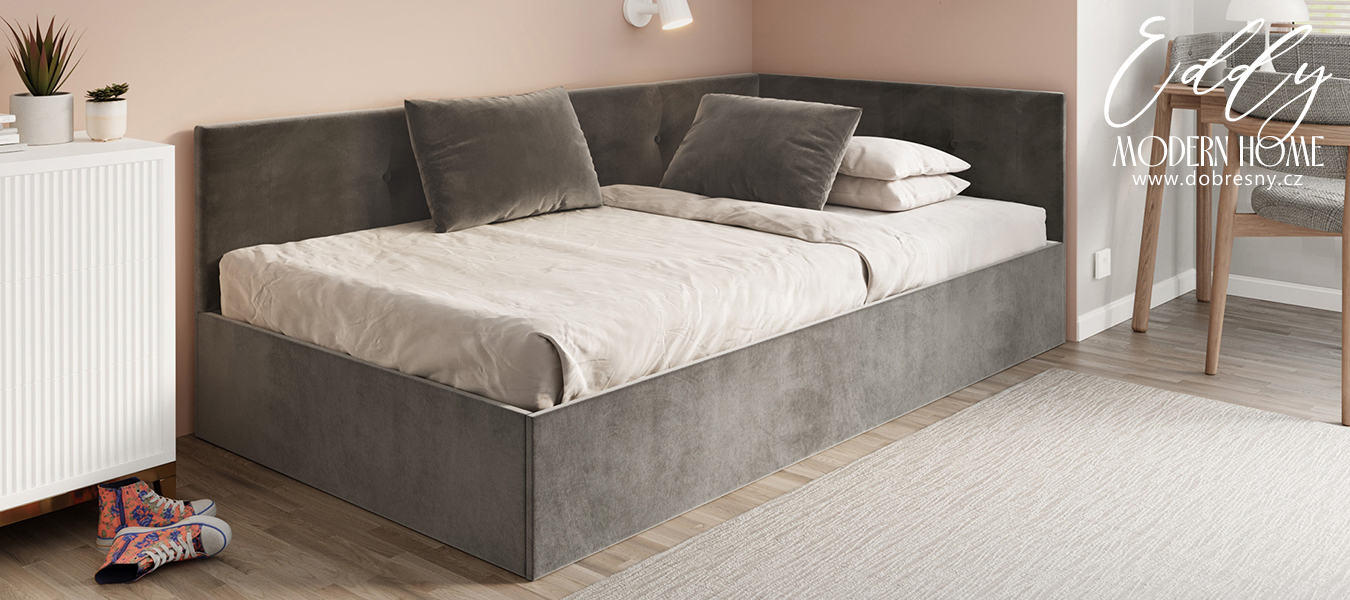 Postel EDDY 2 pro děti a mládež grafitová TRINITY 140x200 kovový zdvižný rošt