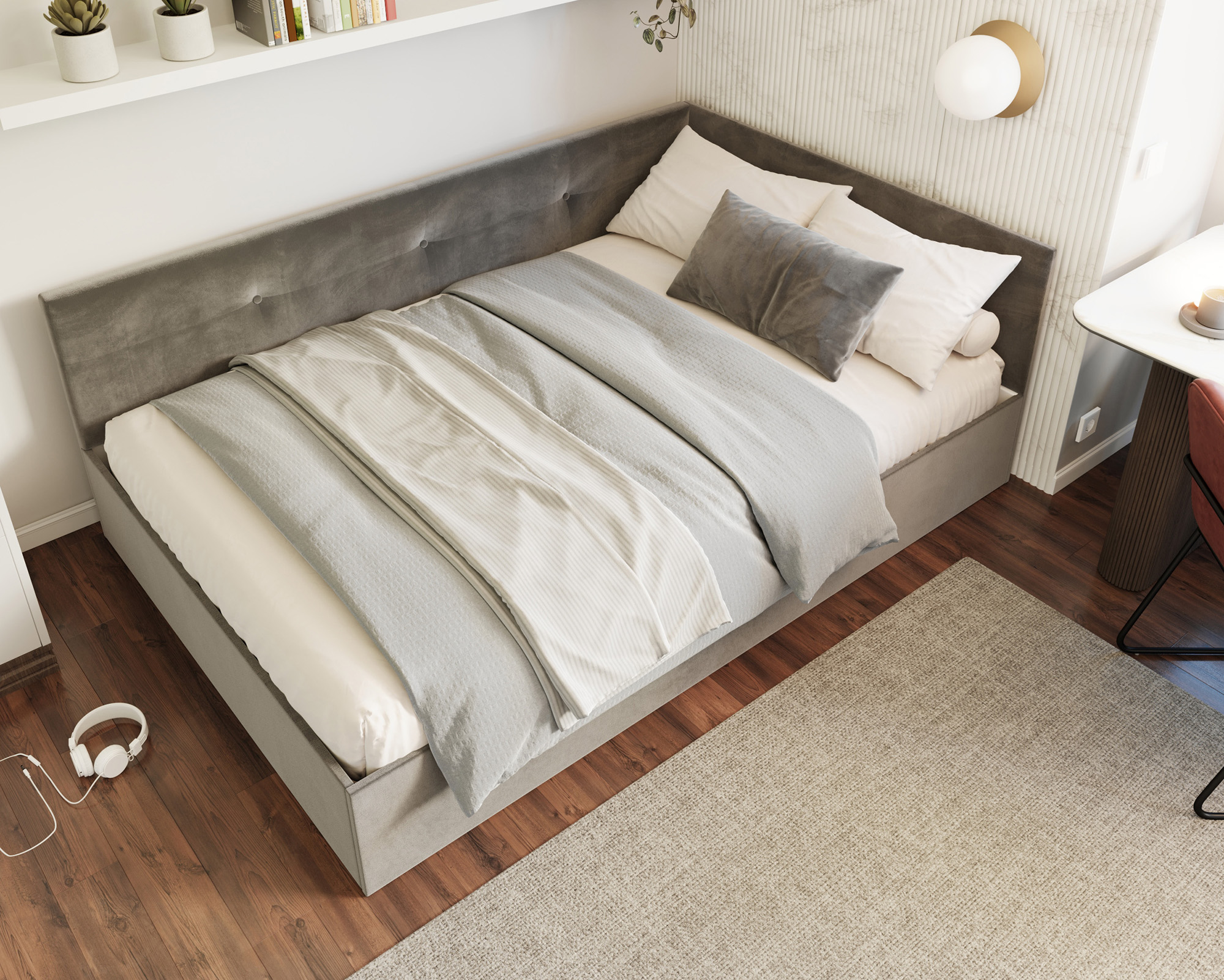 Postel EDDY 2 pro děti a mládež grafitová TRINITY 140x200 kovový zdvižný rošt