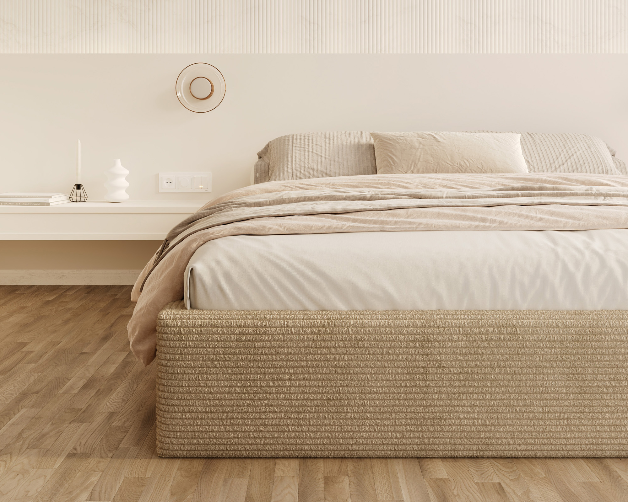 Čalouněná postel ORLANDO 180x200 Béžová Sztruks s úložným prostorem kovový rošt