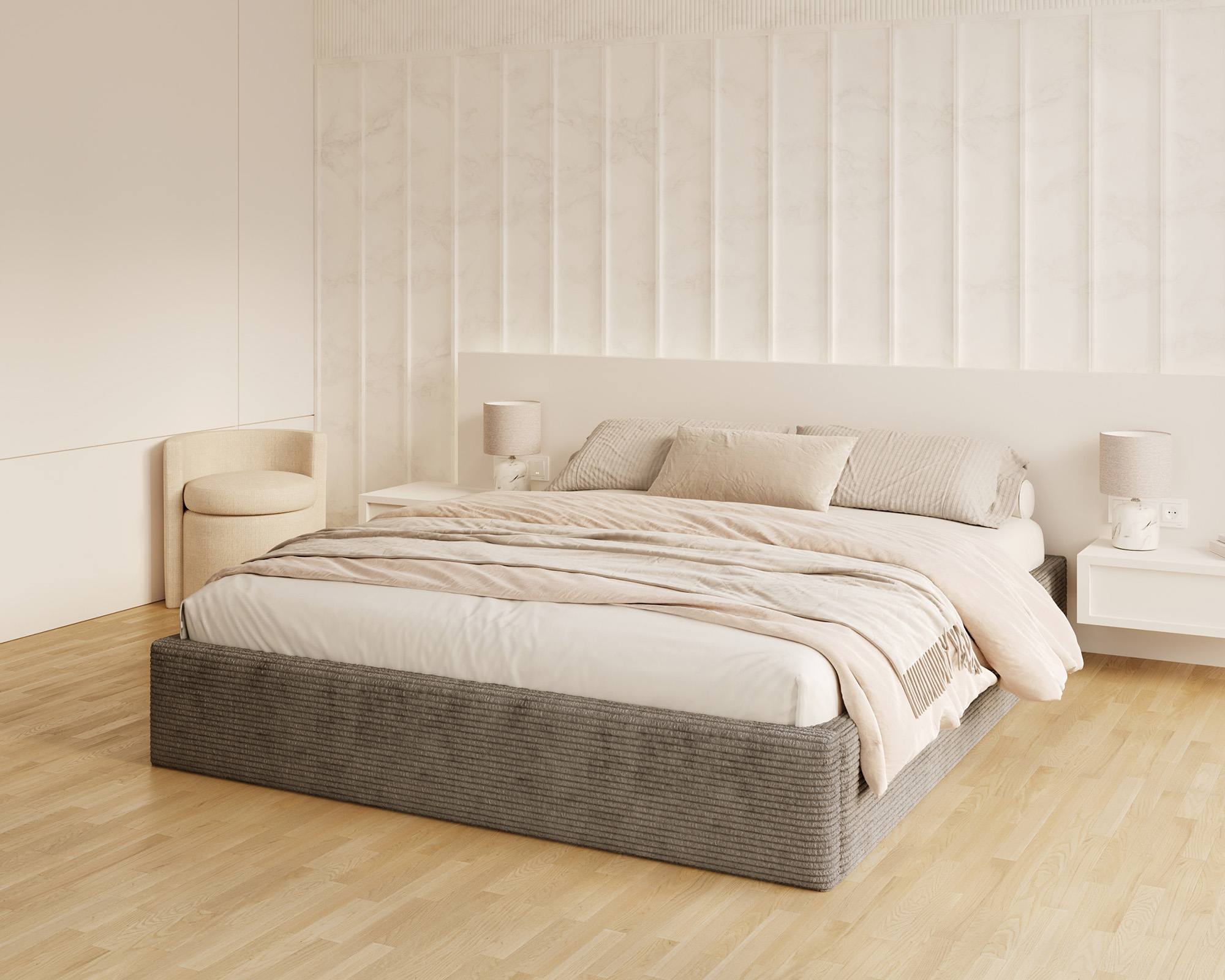 Čalouněná postel ORLANDO 120x200 Tmavě šedá Sztruks s úložným prostorem kovový rošt