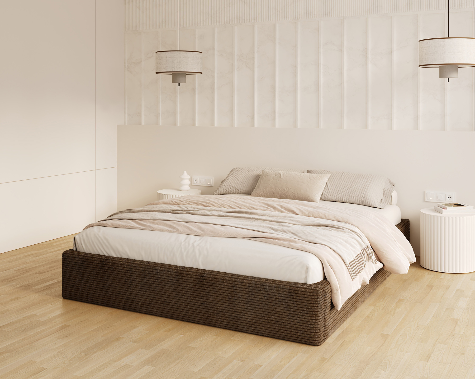 Čalouněná postel ORLANDO 120x200 Hnědá Sztruks s úložným prostorem kovový rošt