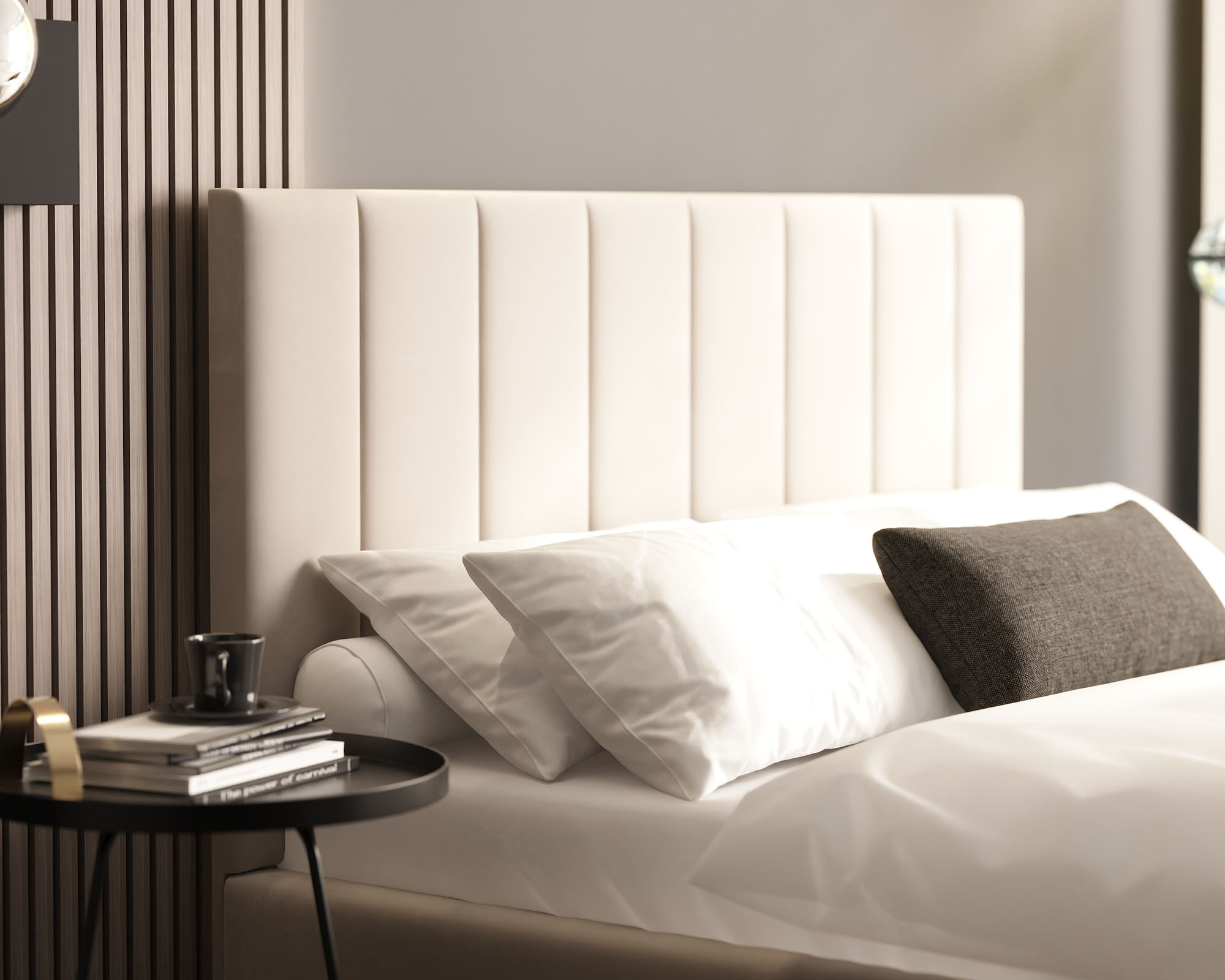 Čalouněná postel COLORADO 120x200 s kovovým zdvižným roštem KRÉMOVÁ TRINITY