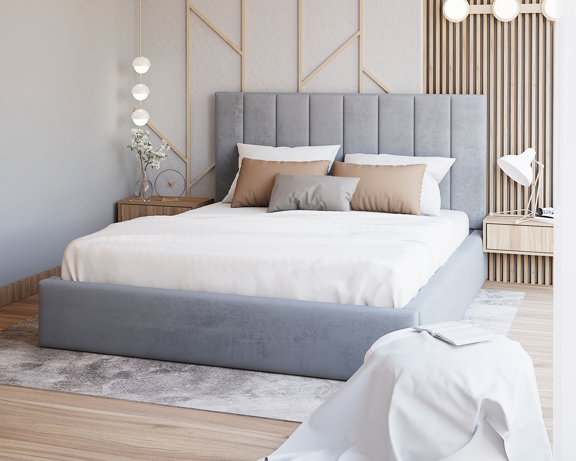 Čalouněná postel COLORADO 120x200 s kovovým zdvižným roštem ŠEDÁ TRINITY