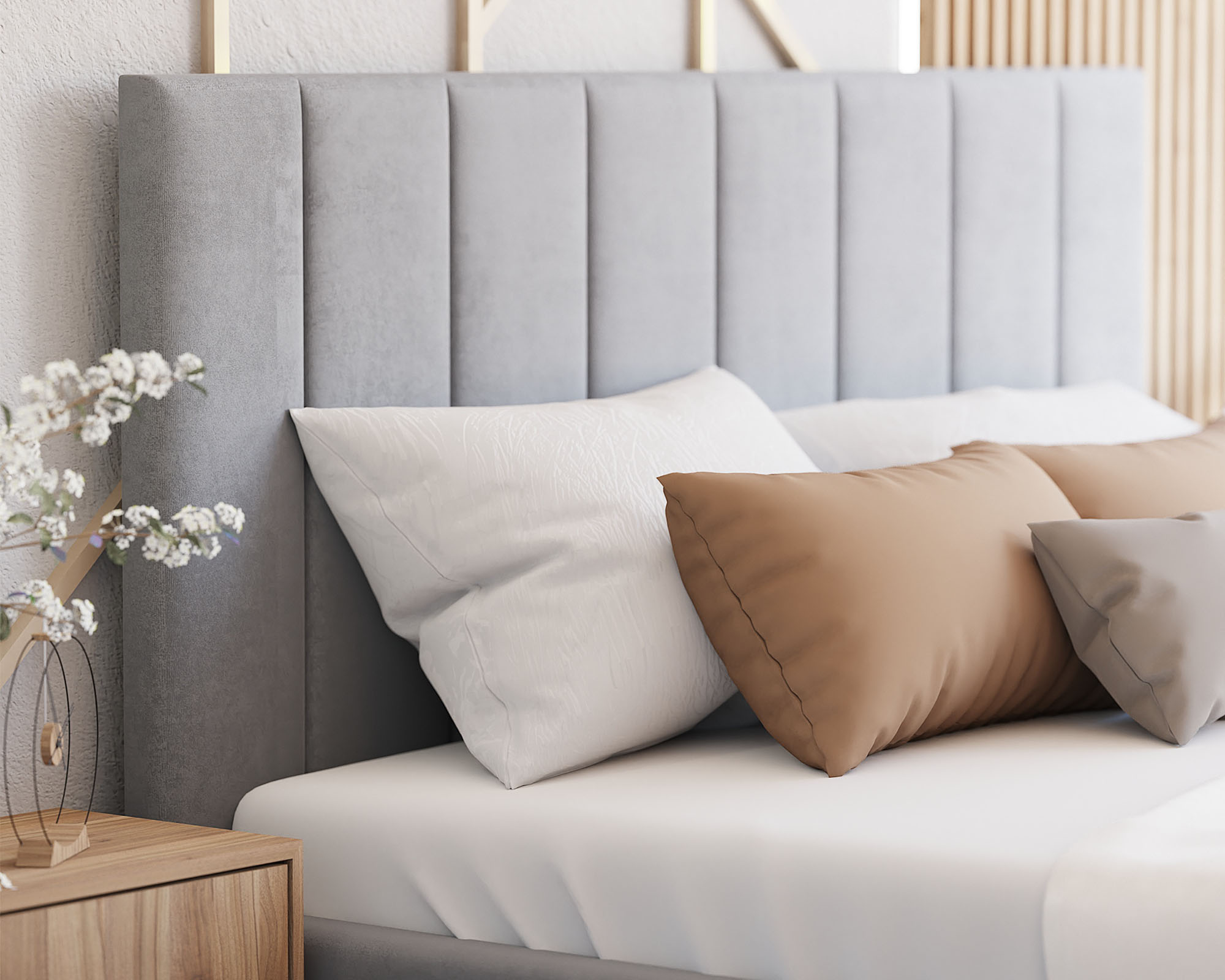 Čalouněná postel COLORADO 120x200 s kovovým zdvižným roštem ŠEDÁ TRINITY