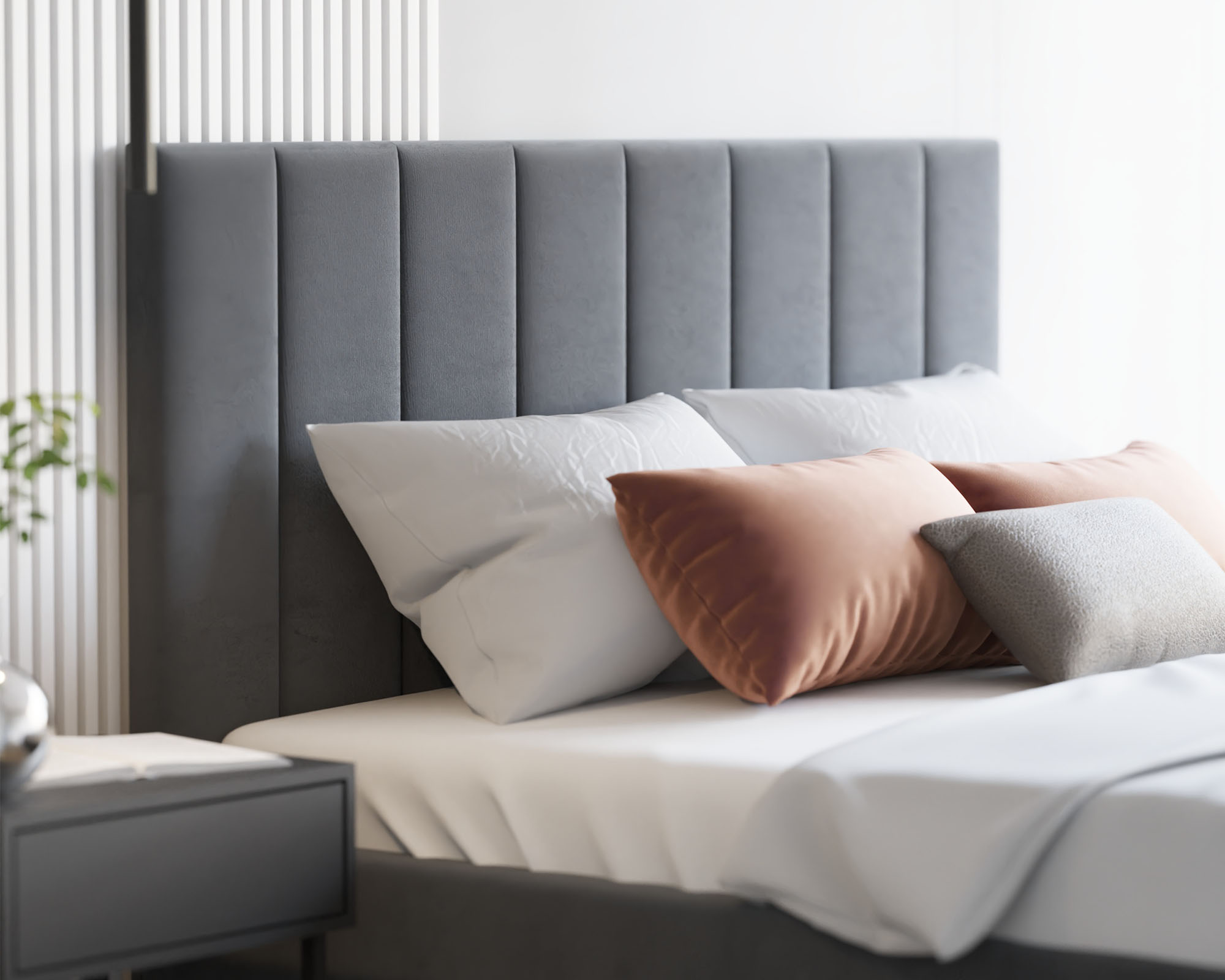 Čalouněná postel COLORADO 90x200 s kovovým zdvižným roštem TMAVĚ ŠEDÁ TRINITY