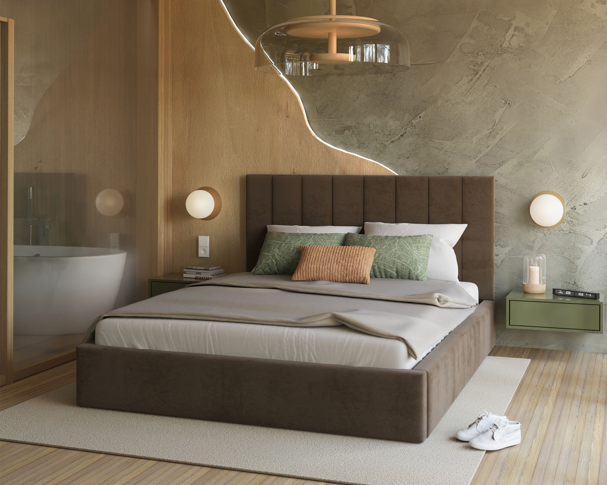 Čalouněná postel COLORADO 200x200 s kovovým zdvižným roštem HNĚDÁ TRINITY