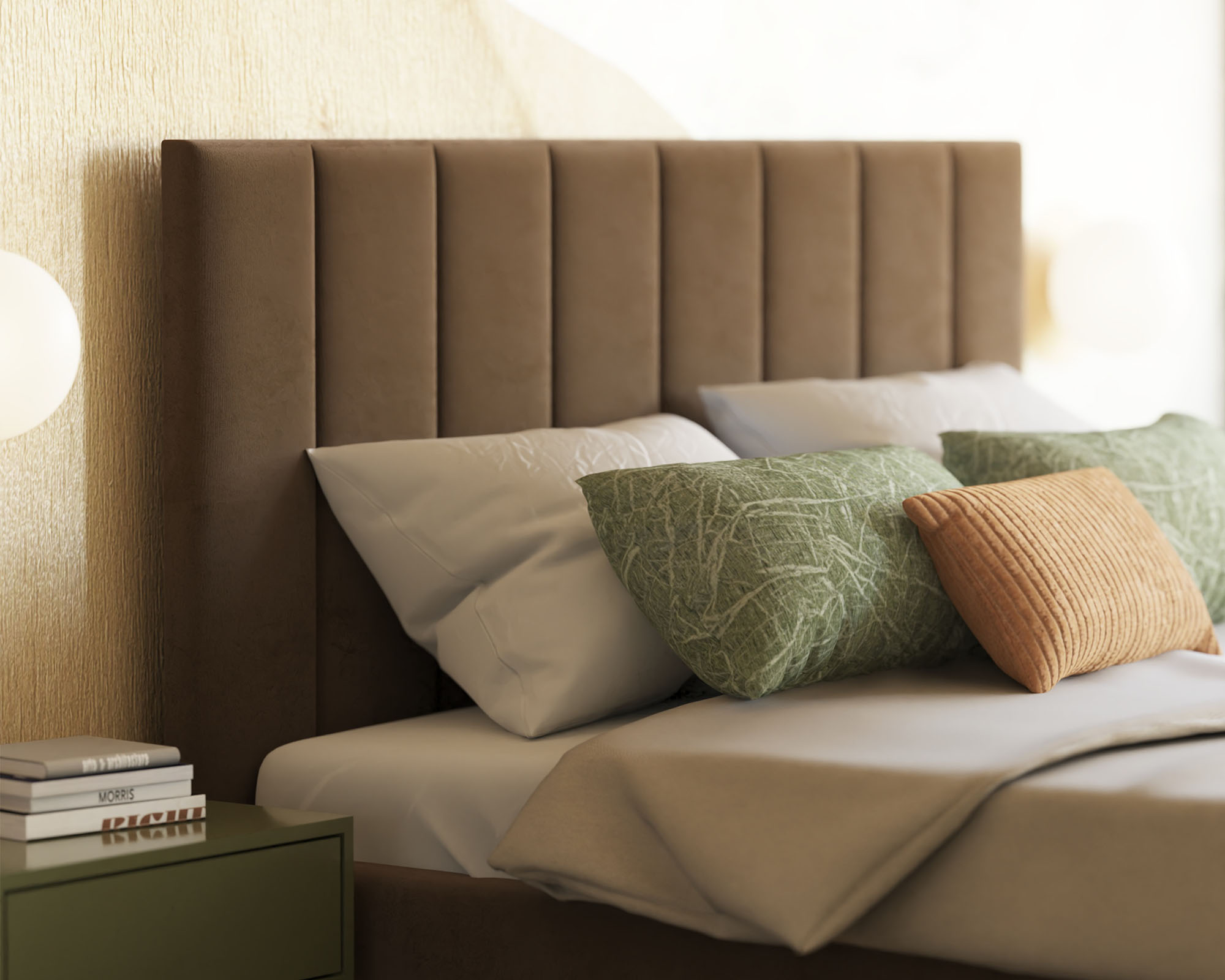 Čalouněná postel COLORADO 200x200 s kovovým zdvižným roštem HNĚDÁ TRINITY