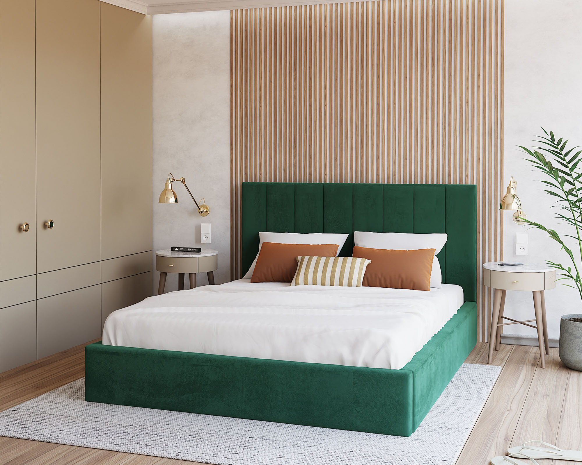 Čalouněná postel COLORADO 90x200 s kovovým zdvižným roštem ZELENÁ TRINITY