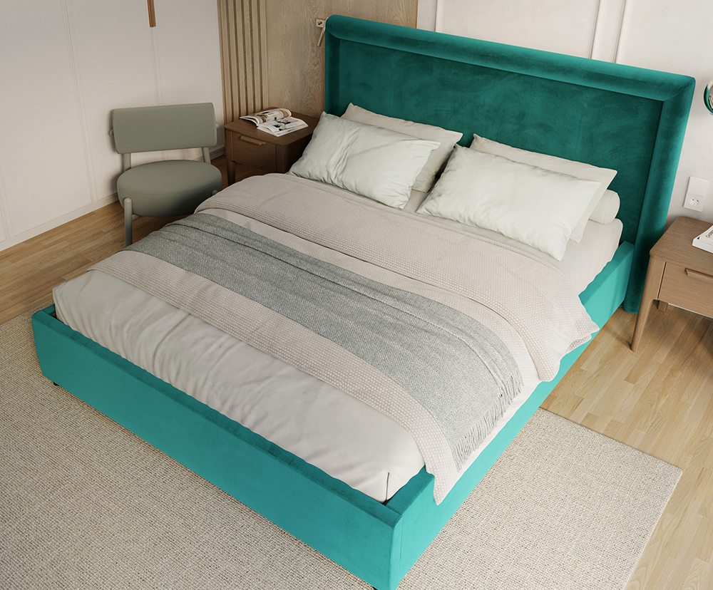 Čalouněná postel NOBILE 90x200 Tyrkysová Paris s úložným prostorem kovový rošt