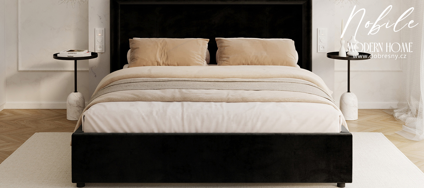 Čalouněná postel NOBILE 120x200 Černá Paris s úložným prostorem kovový rošt