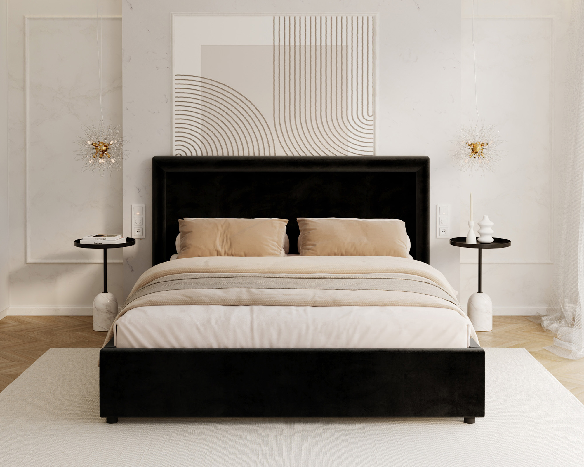 Čalouněná postel NOBILE 120x200 Černá Paris s úložným prostorem kovový rošt