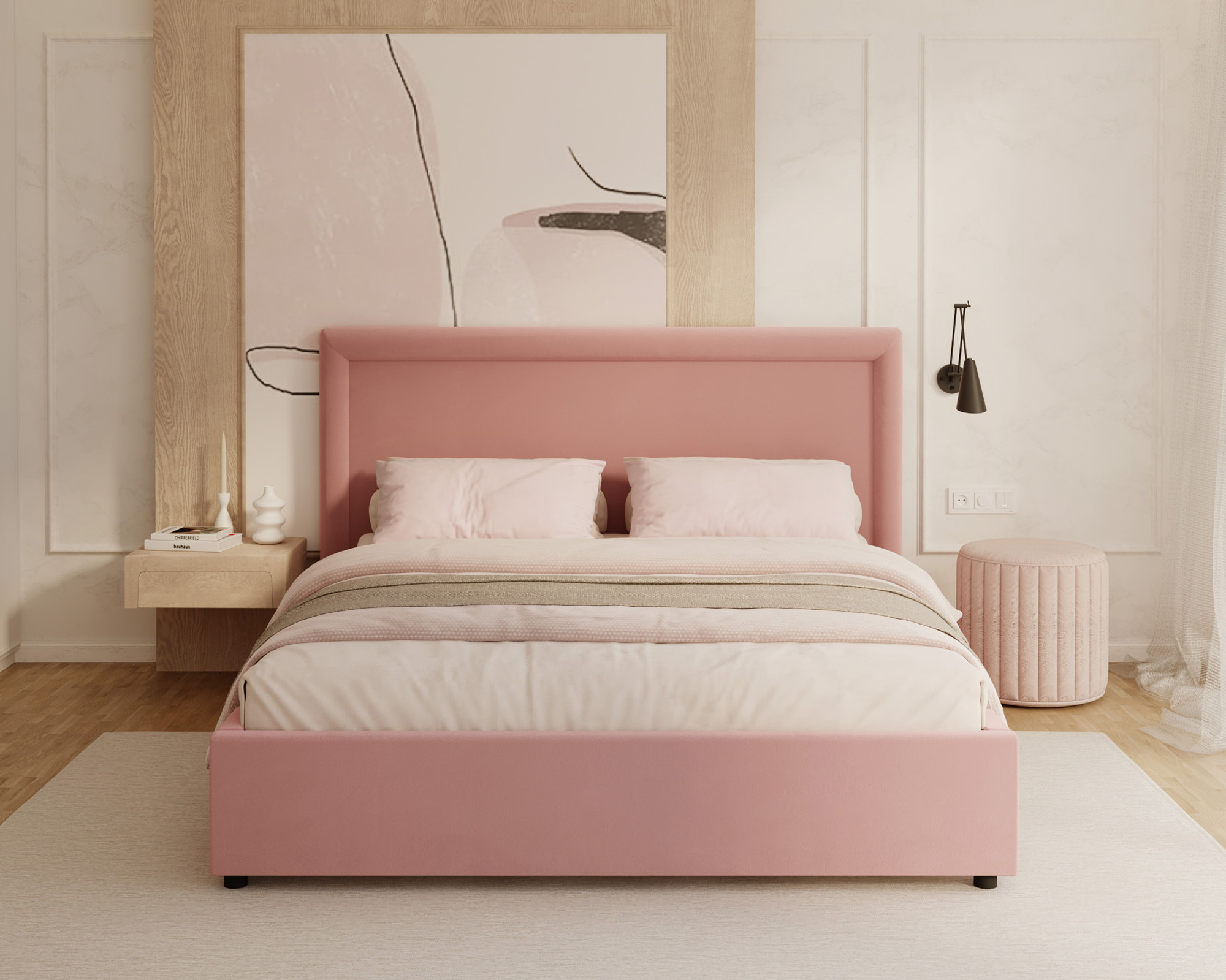 Čalouněná postel NOBILE 120x200 Růžová Paris s úložným prostorem kovový rošt