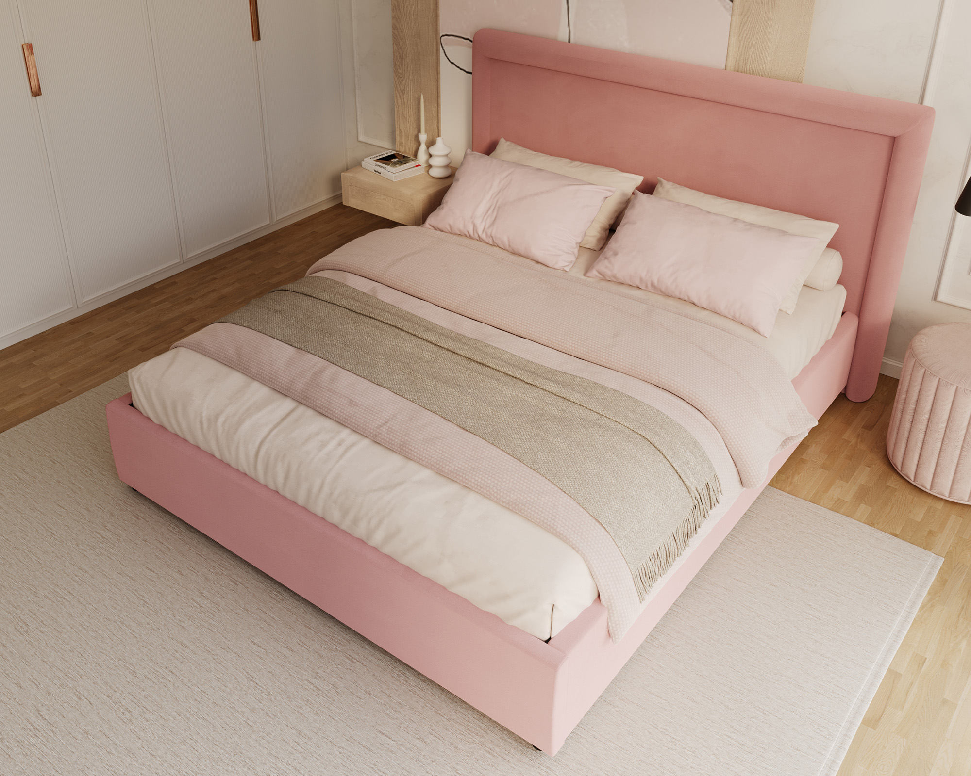 Čalouněná postel NOBILE 120x200 Růžová Paris s úložným prostorem kovový rošt