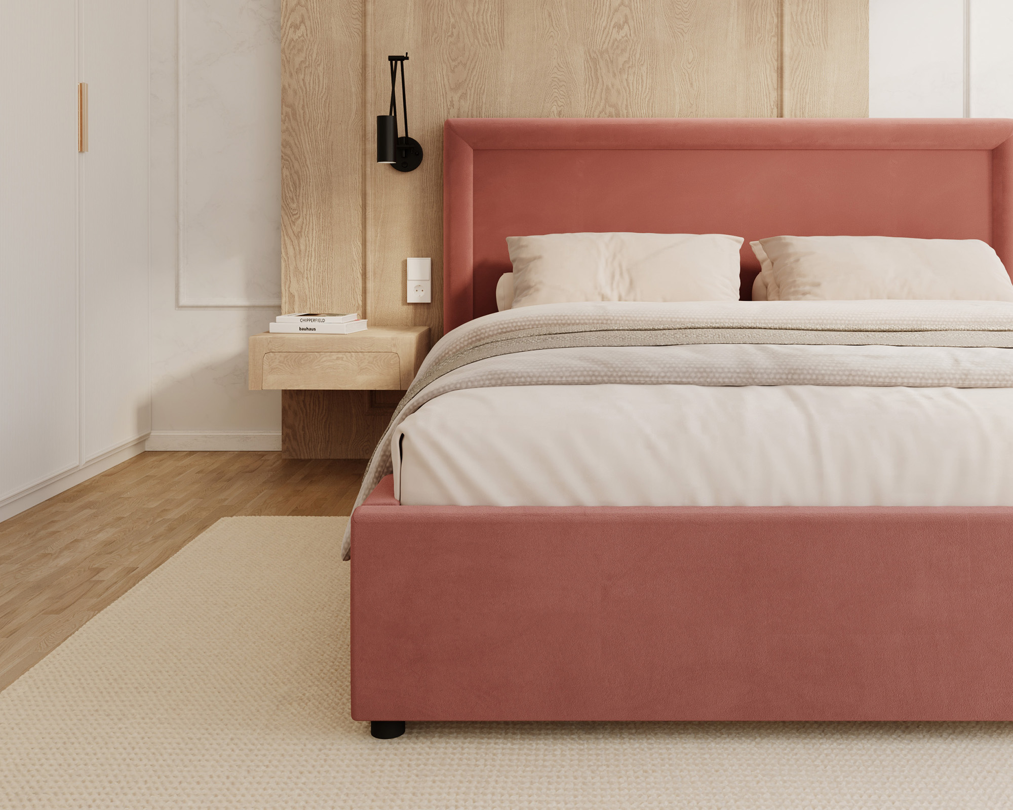 Čalouněná postel NOBILE 120x200 Lososová Paris s úložným prostorem kovový rošt