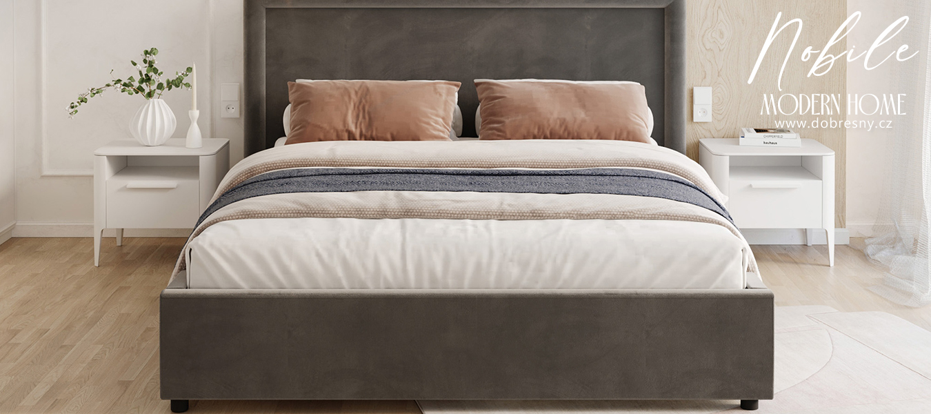Čalouněná postel NOBILE 120x200 Tmavě šedá Paris s úložným prostorem kovový rošt