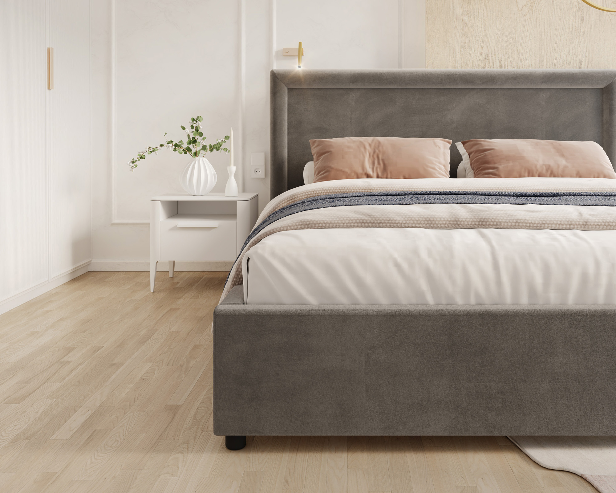 Čalouněná postel NOBILE 120x200 Tmavě šedá Paris s úložným prostorem kovový rošt