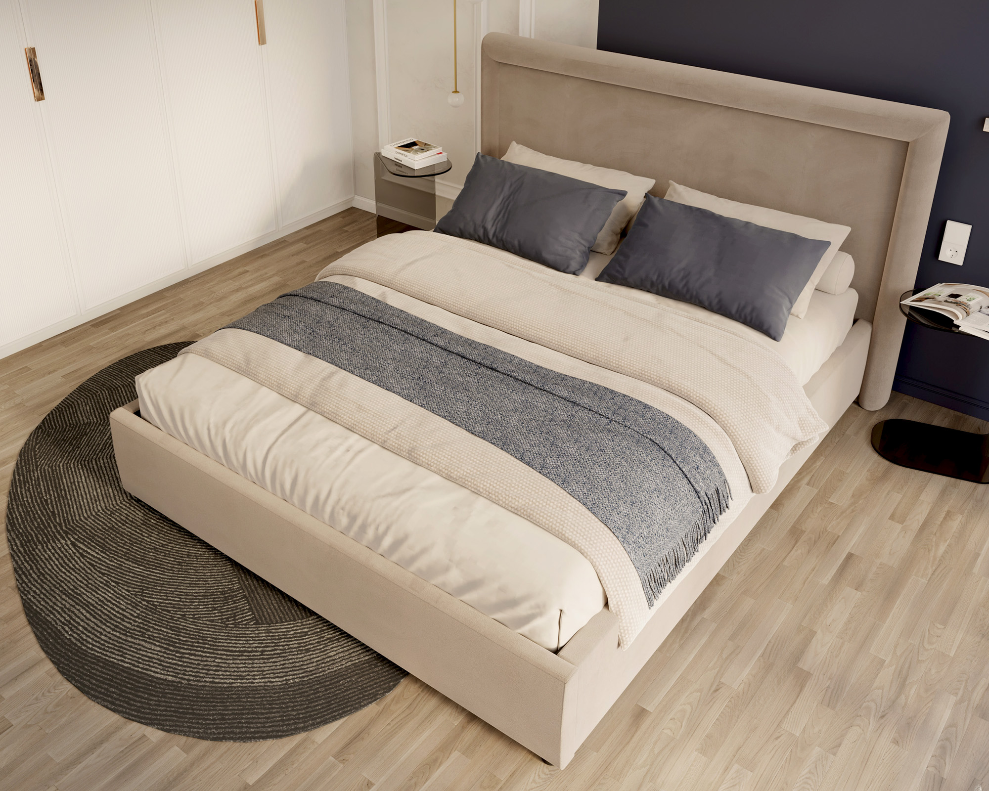 Čalouněná postel NOBILE 140x200 Béžová Paris s úložným prostorem kovový rošt