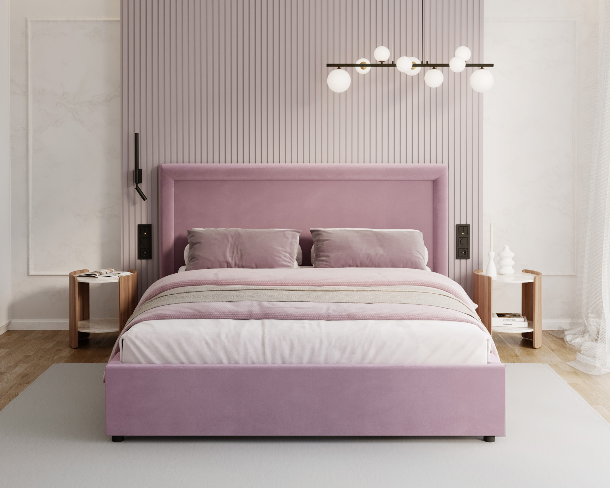 Čalouněná postel NOBILE 140x200 Fialová Paris s úložným prostorem kovový rošt