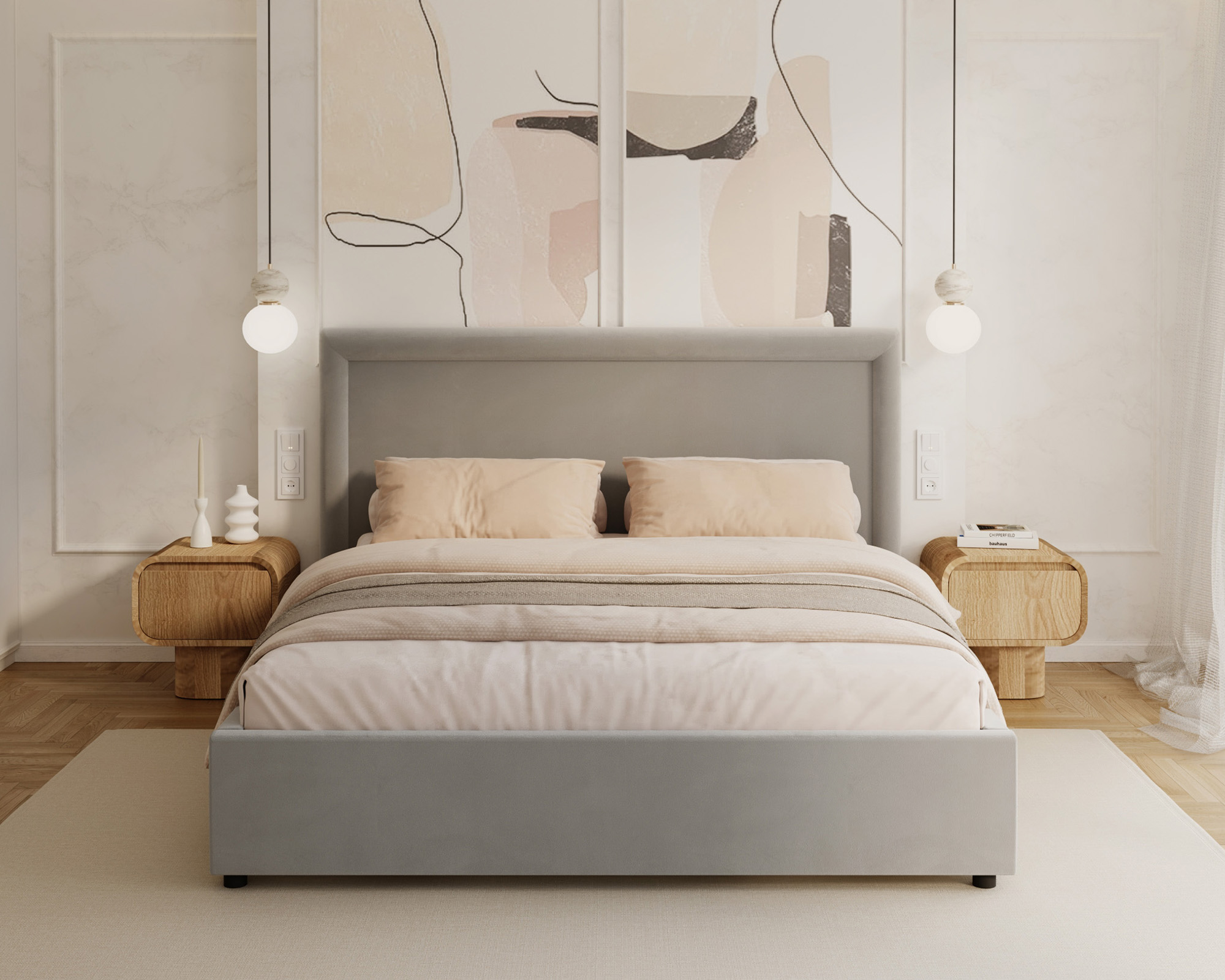 Čalouněná postel NOBILE 160x200 Světle šedá Paris s úložným prostorem kovový rošt