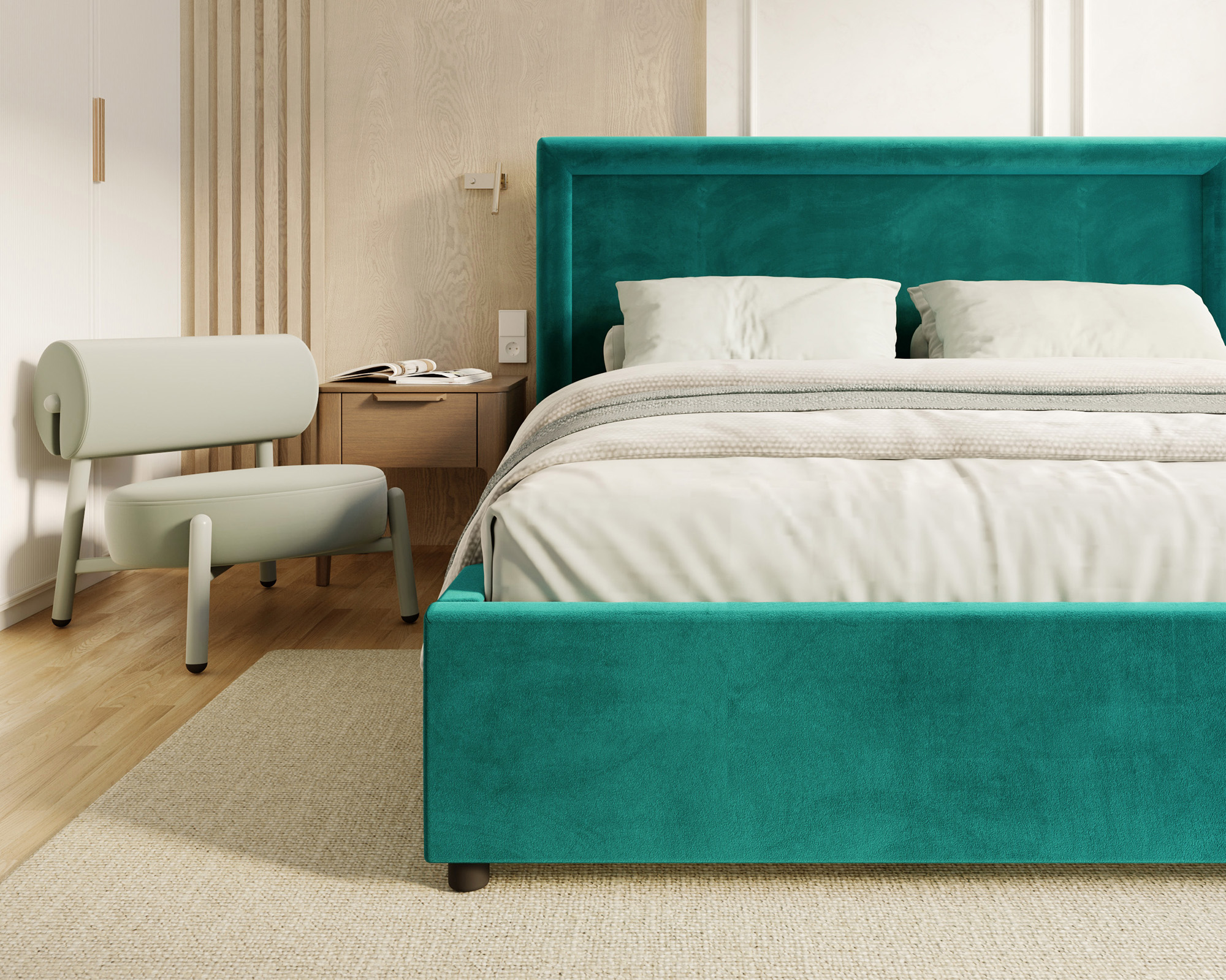 Čalouněná postel NOBILE 180x200 Tyrkysová Paris s úložným prostorem kovový rošt