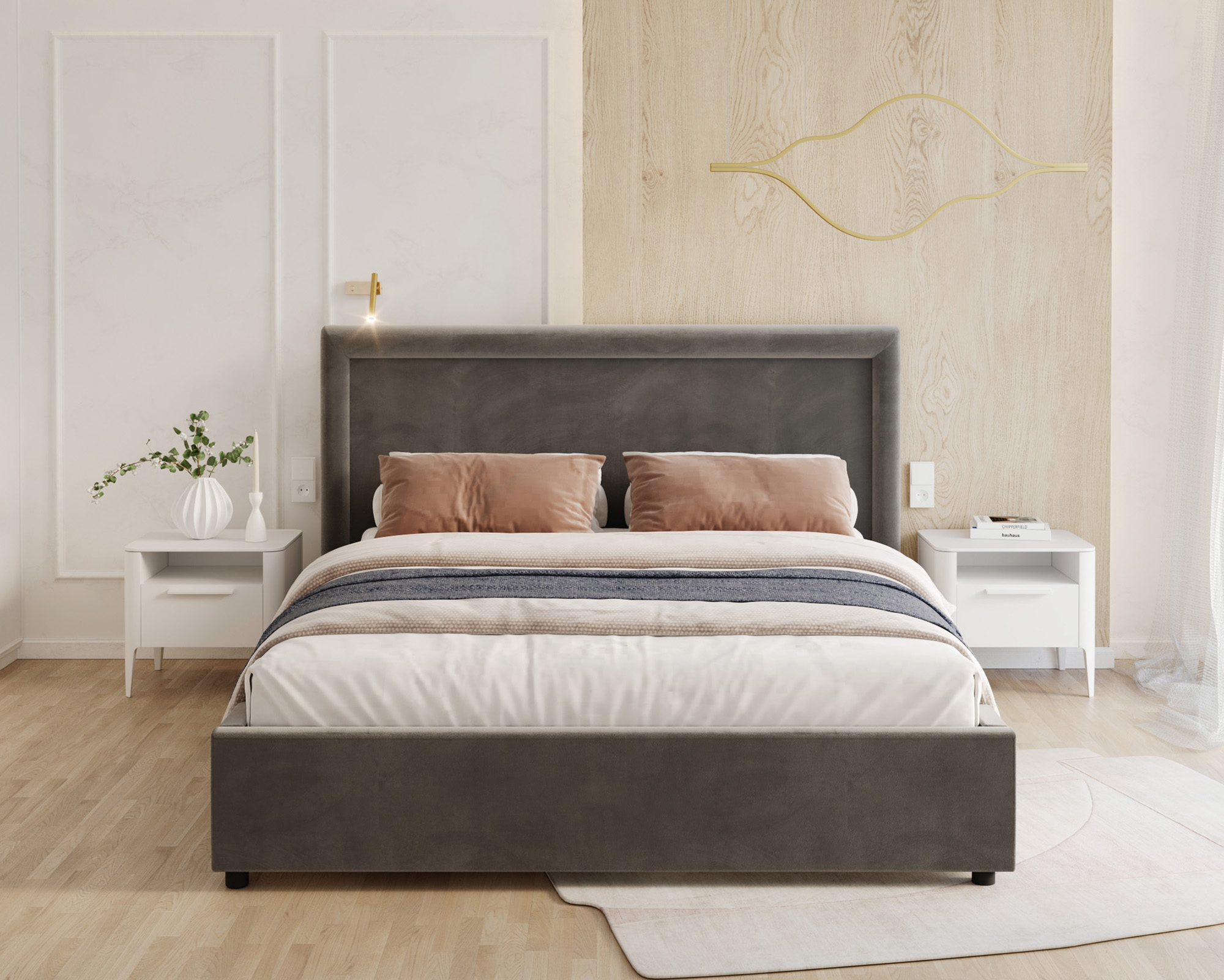 Čalouněná postel NOBILE 180x200 Tmavě šedá Paris s úložným prostorem kovový rošt