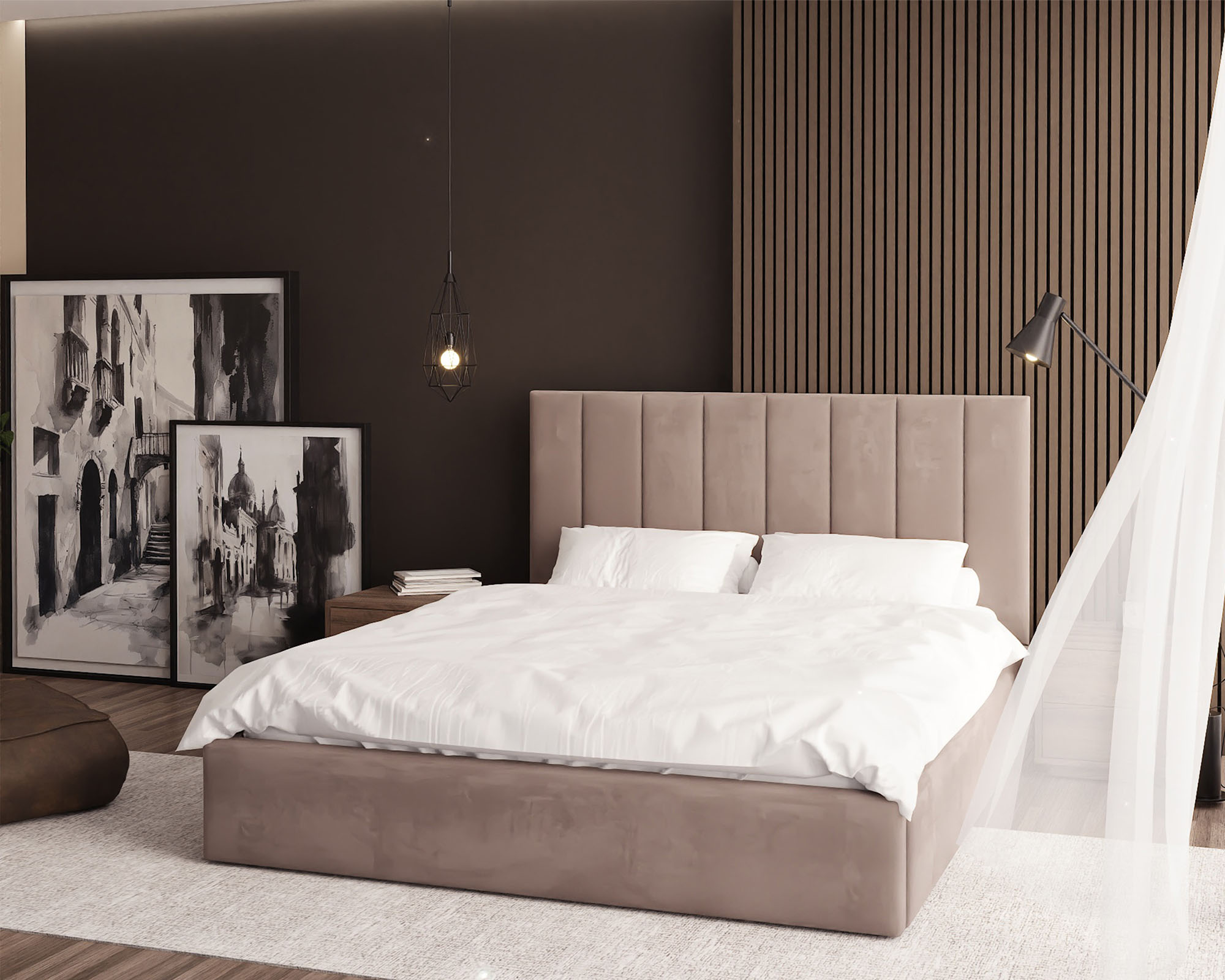 Čalouněná postel COLORADO 180x200 s kovovým zdvižným roštem BÉŽOVÁ PARIS