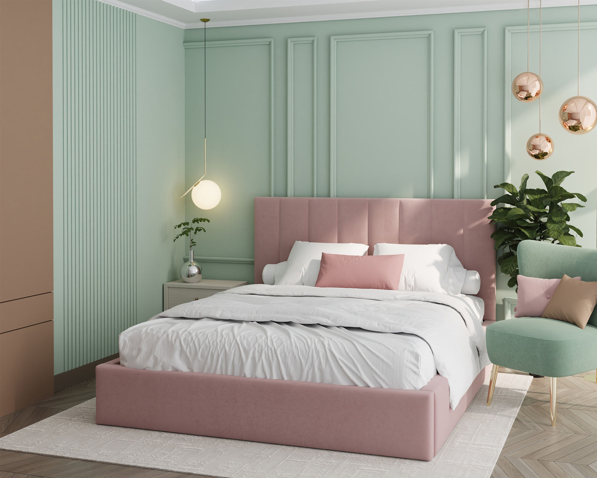 Čalouněná postel COLORADO 160x200 s kovovým zdvižným roštem RŮŽOVÁ PARIS