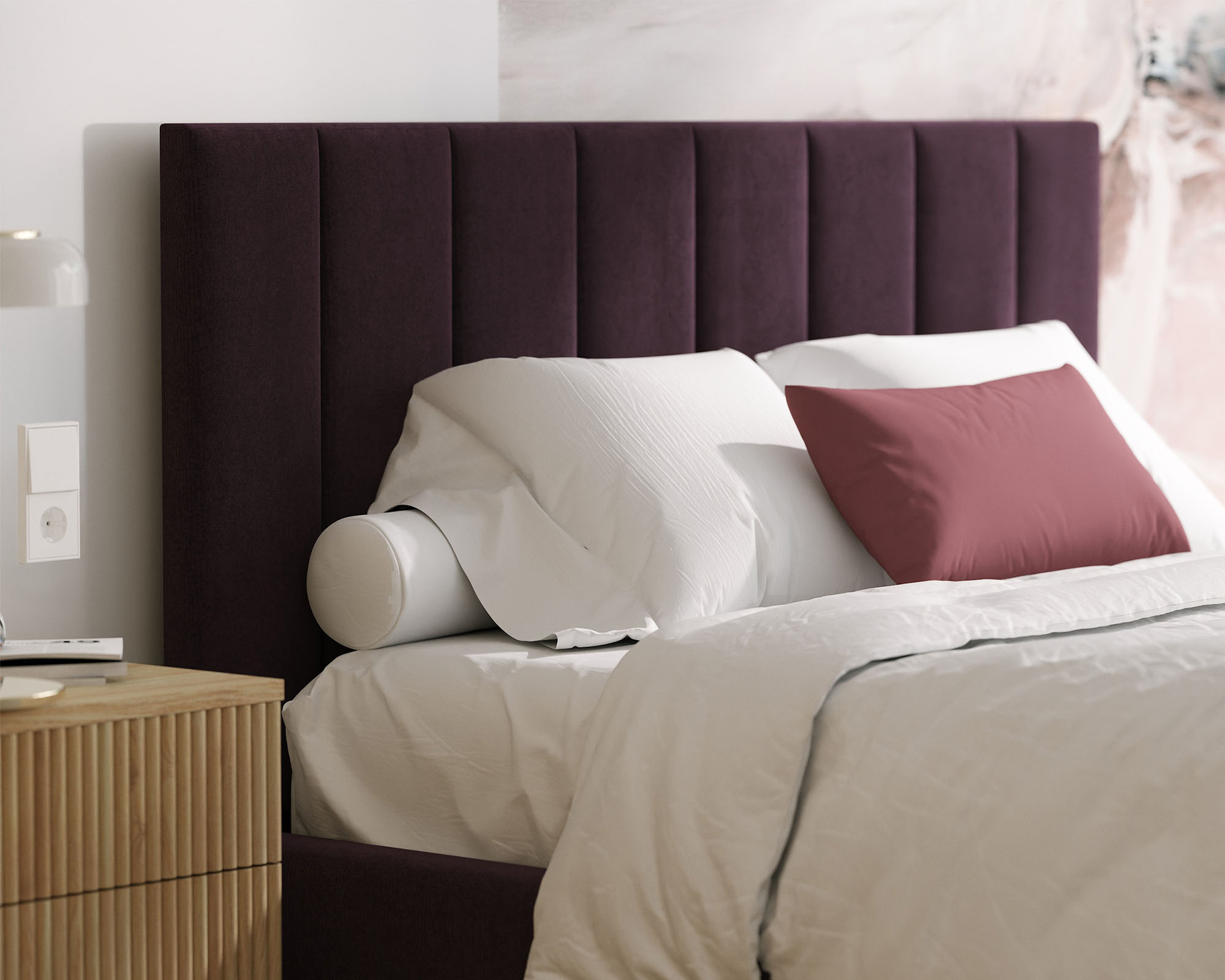 Čalouněná postel COLORADO 120x200 s kovovým zdvižným roštem TMAVĚ FIALOVÁ PARIS