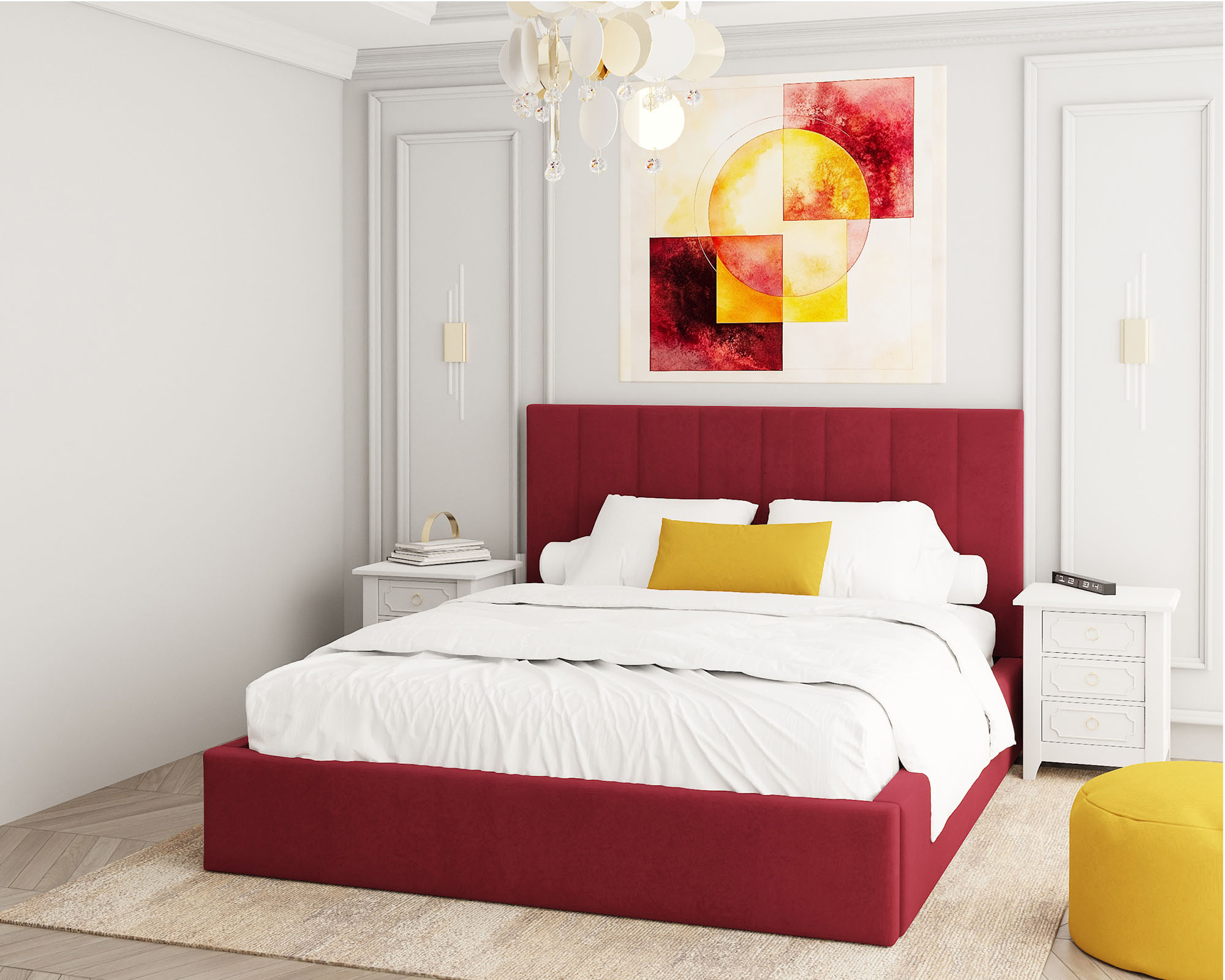 Čalouněná postel COLORADO 90x200 s kovovým zdvižným roštem VÍNOVÁ PARIS