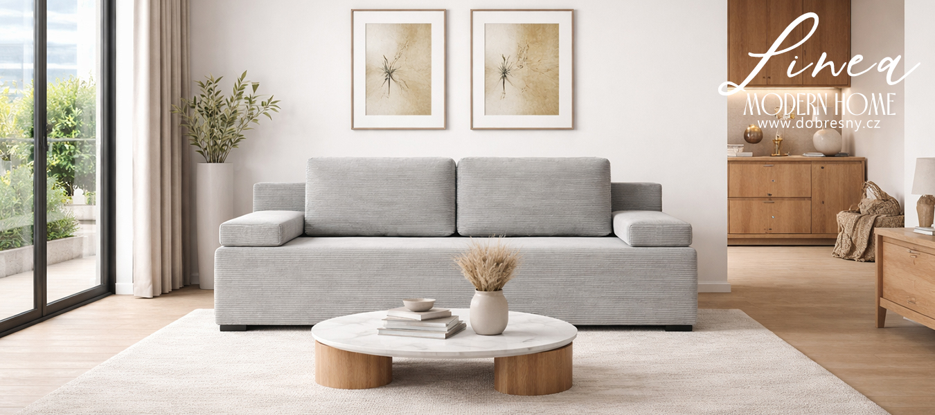 Rozkládací pohovka LINEA ŠEDÁ SZTRUKS 140x200cm