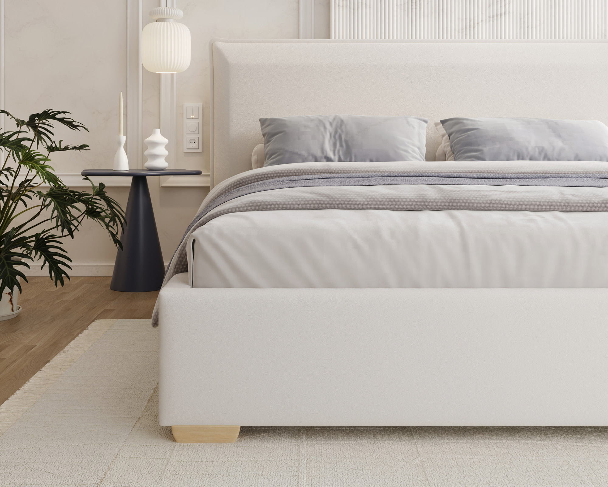 Čalouněná postel PERFETTO 140x200 s kovovým zdvižným roštem BÍLÁ PARIS