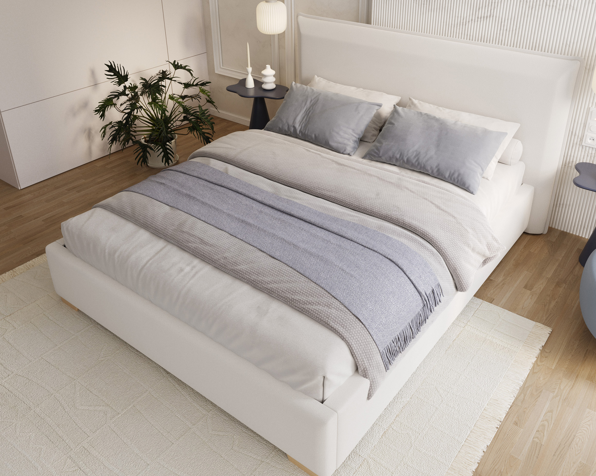 Čalouněná postel PERFETTO 160x200 s kovovým zdvižným roštem BÍLÁ PARIS