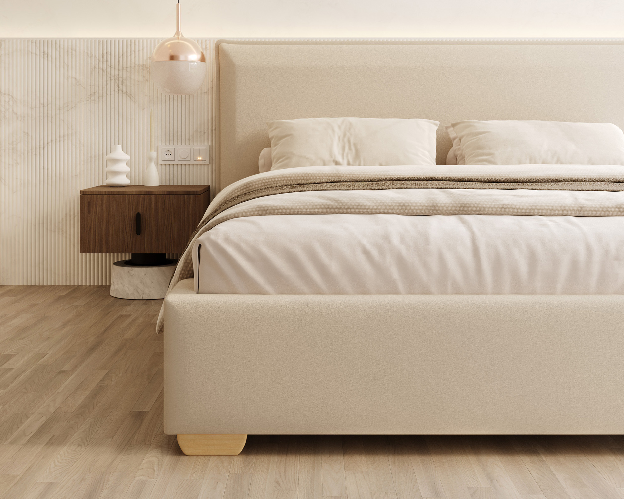 Čalouněná postel PERFETTO 140x200 s kovovým zdvižným roštem KRÉMOVÁ PARIS