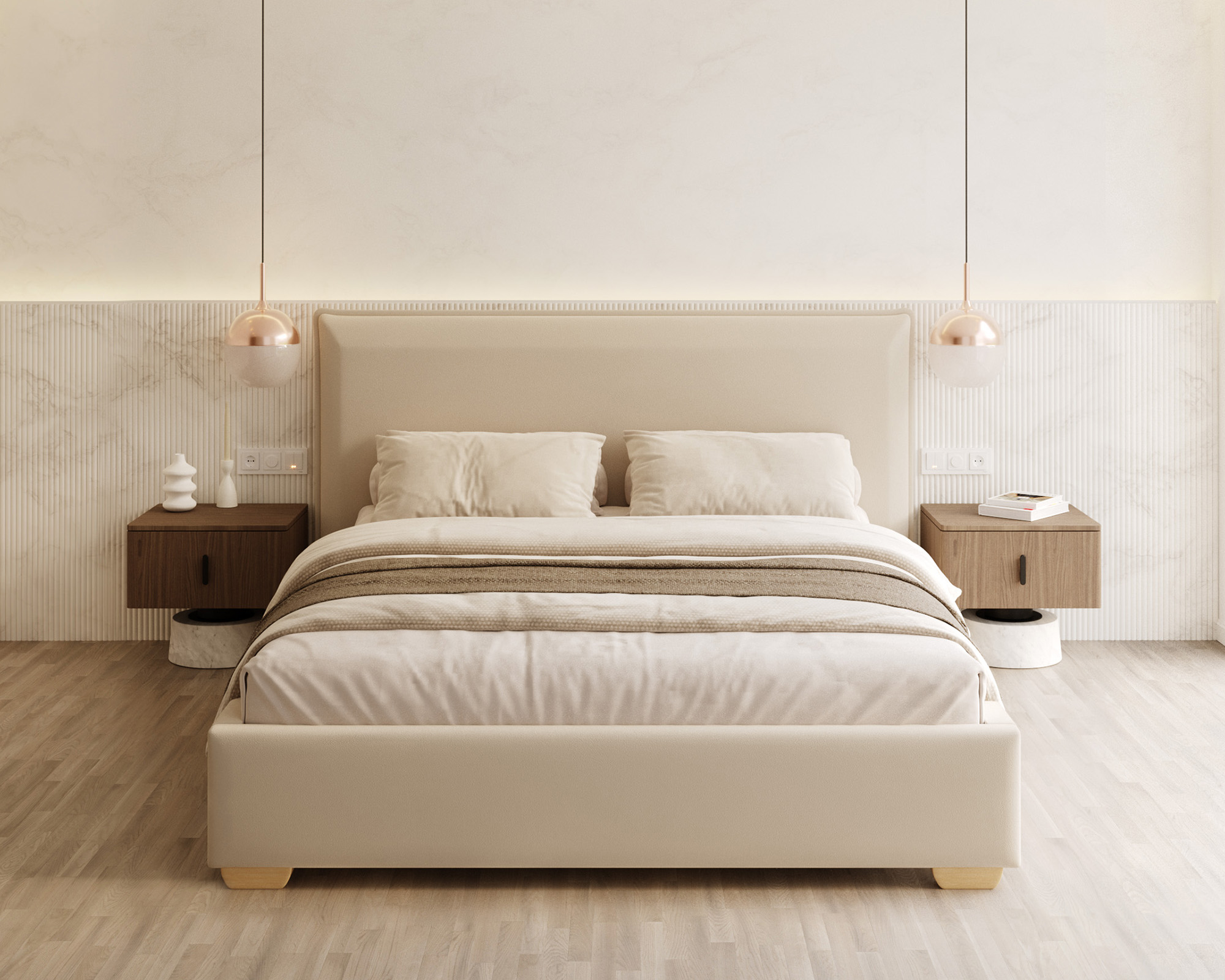 Čalouněná postel PERFETTO 180x200 s kovovým zdvižným roštem KRÉMOVÁ PARIS