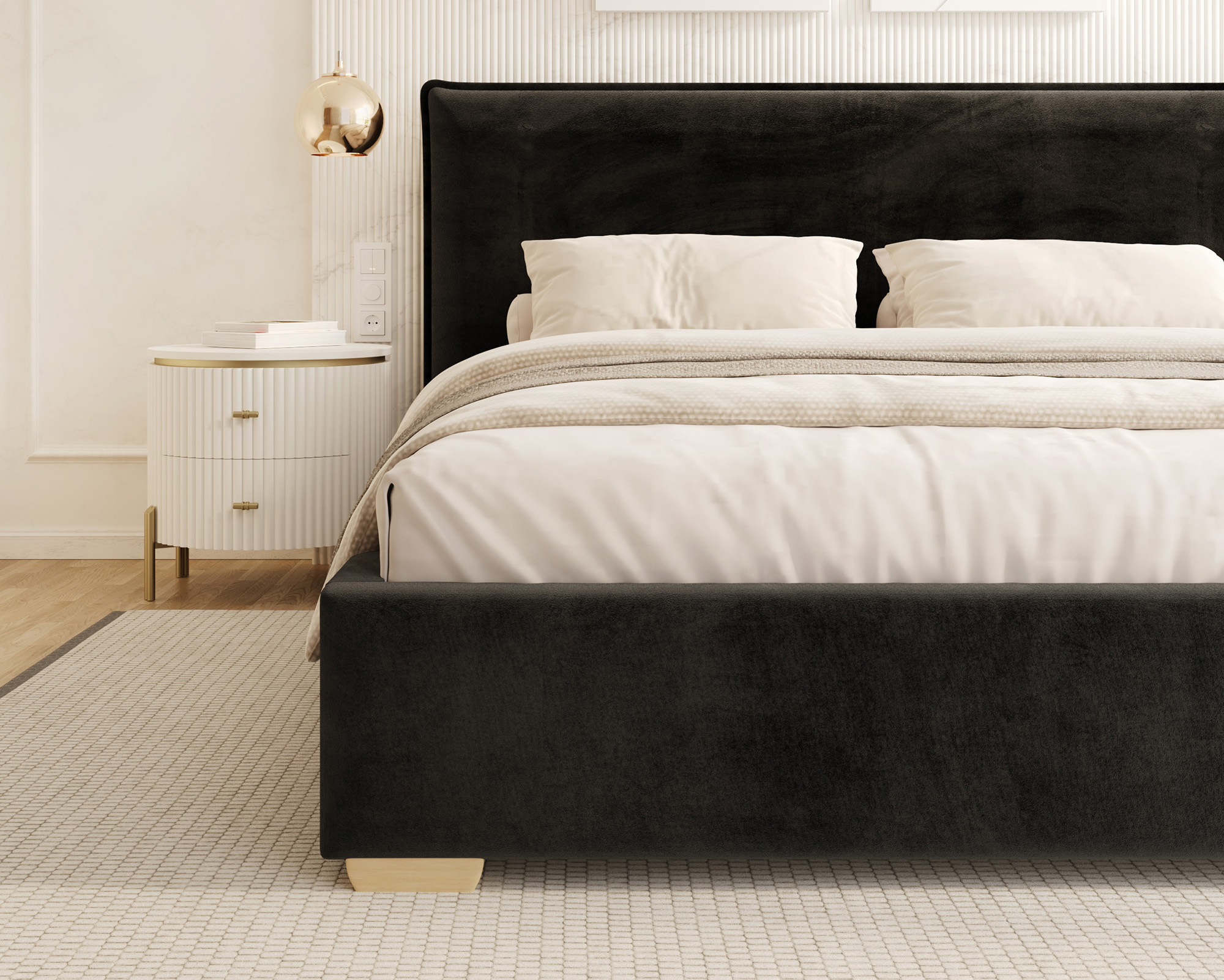 Čalouněná postel PERFETTO 160x200 s kovovým zdvižným roštem ČERNÁ PARIS