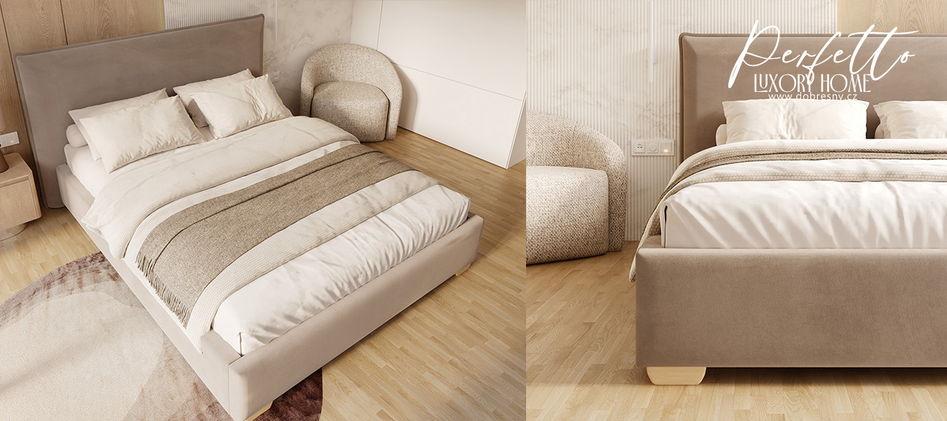 Čalouněná postel PERFETTO 140x200 s kovovým zdvižným roštem HNĚDÁ PARIS