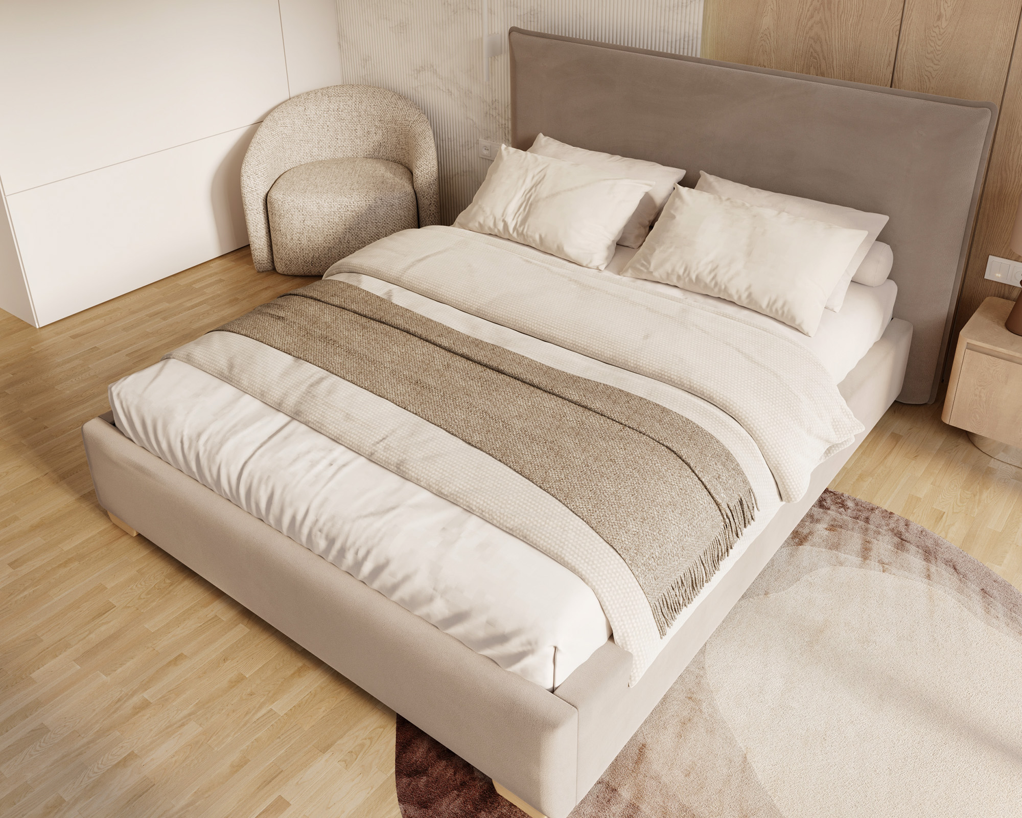 Čalouněná postel PERFETTO 180x200 s kovovým zdvižným roštem HNĚDÁ PARIS