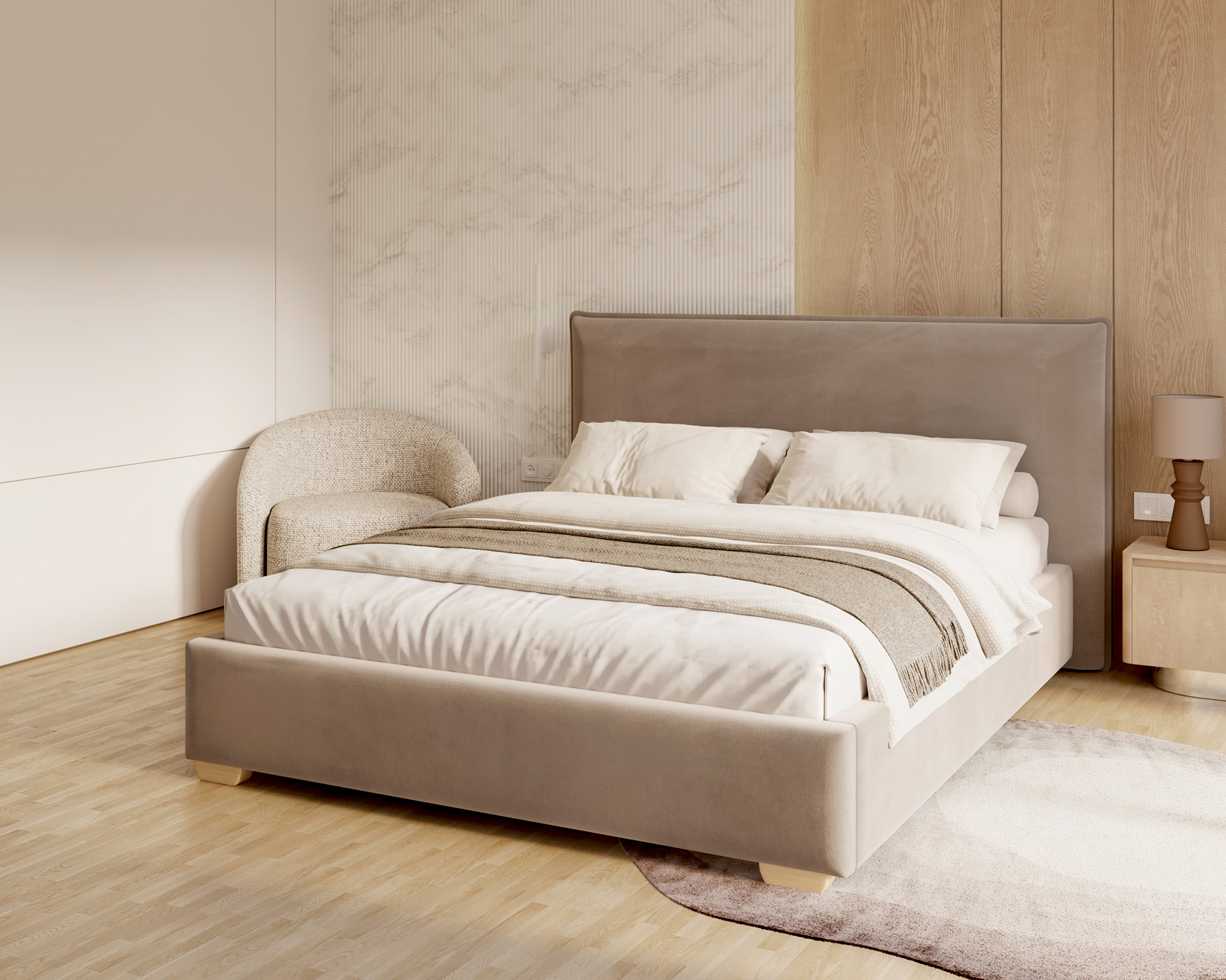 Čalouněná postel PERFETTO 180x200 s kovovým zdvižným roštem HNĚDÁ PARIS