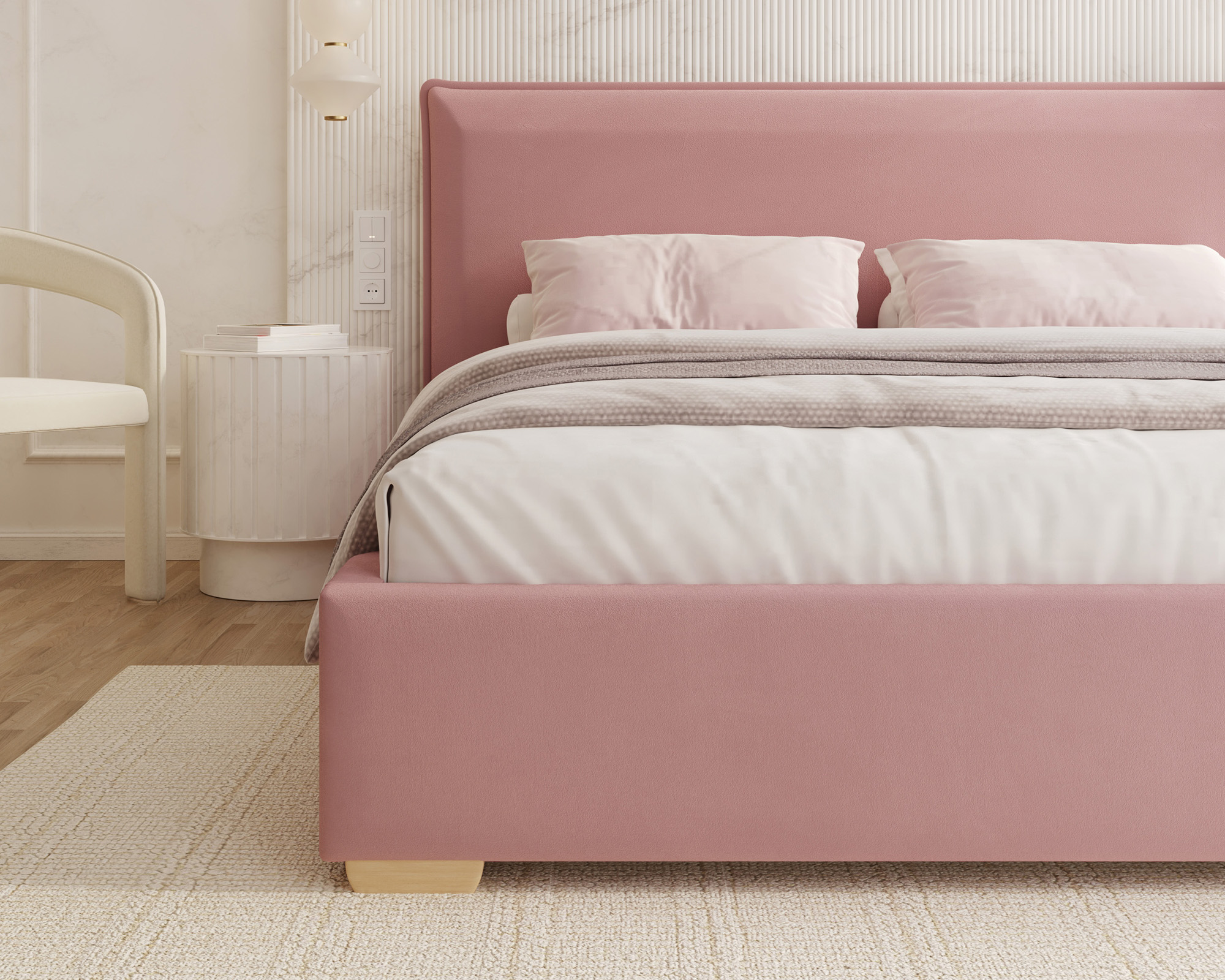 Čalouněná postel PERFETTO 180x200 s kovovým zdvižným roštem RŮŽOVÁ PARIS