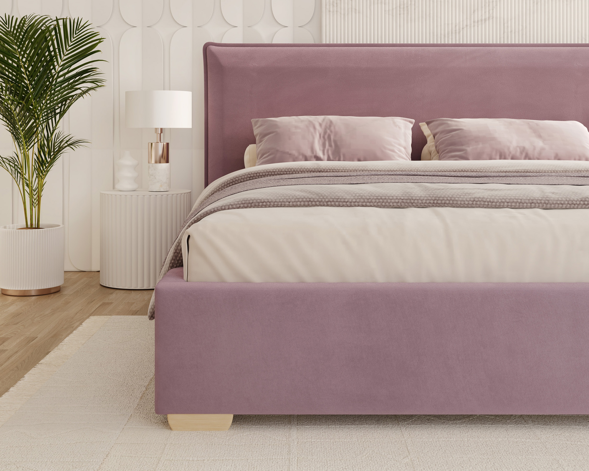 Čalouněná postel PERFETTO 140x200 s kovovým zdvižným roštem FIALOVÁ PARIS