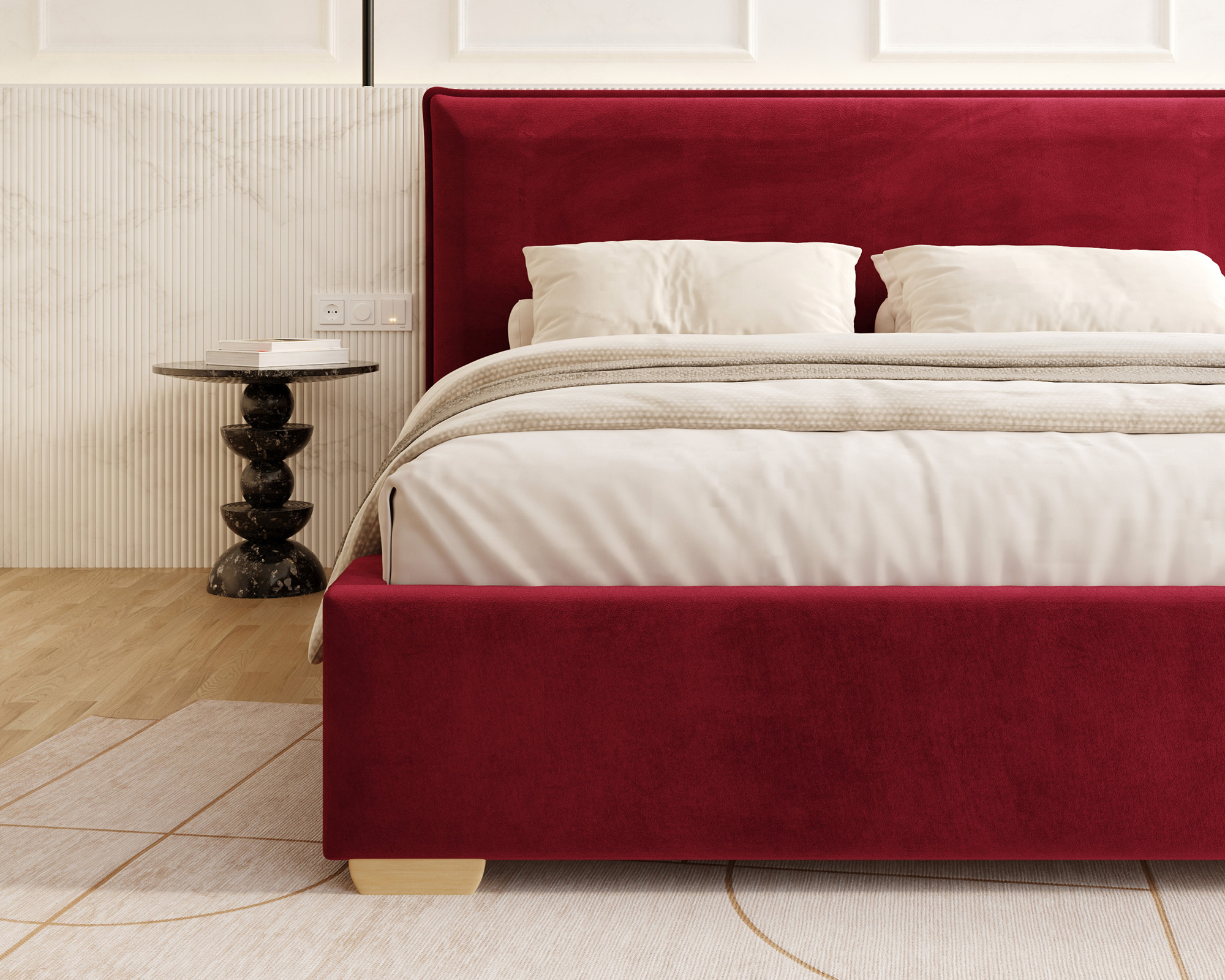 Čalouněná postel PERFETTO 160x200 s kovovým zdvižným roštem VÍNOVÁ PARIS