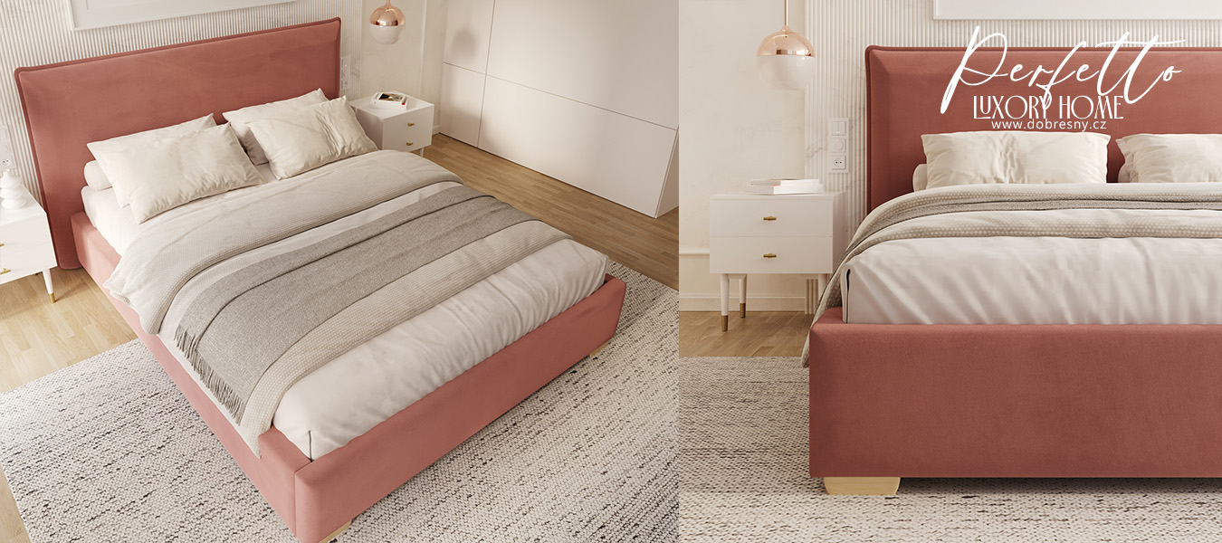 Čalouněná postel PERFETTO 160x200 s kovovým zdvižným roštem LOSOSOVÁ PARIS