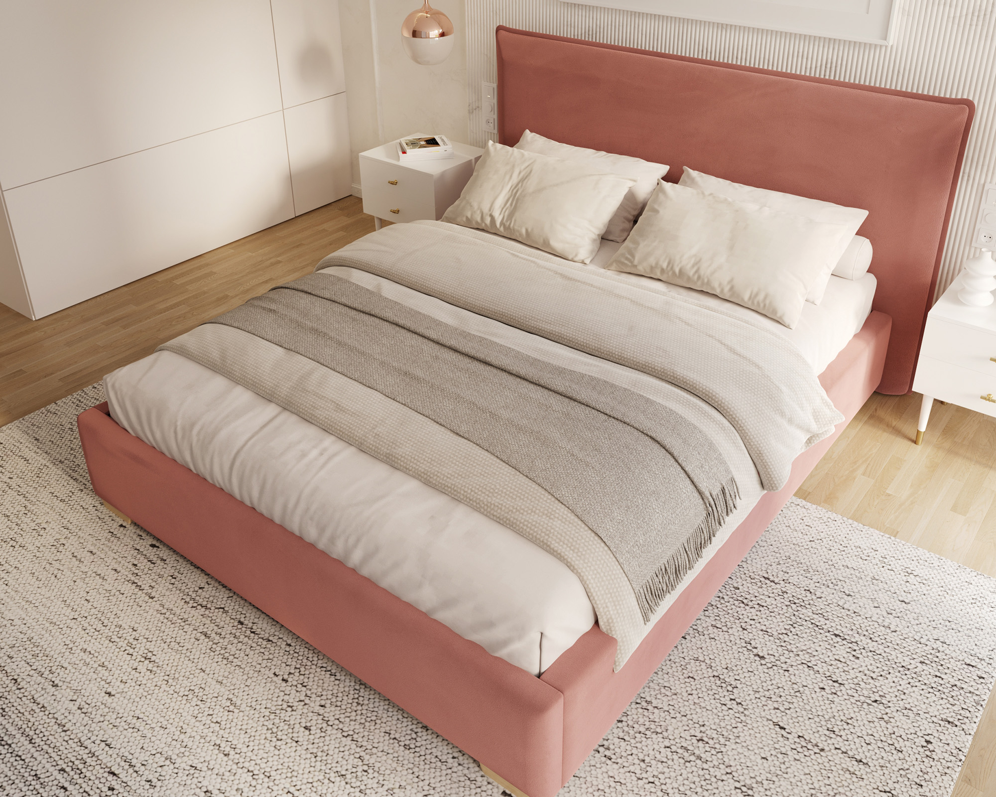 Čalouněná postel PERFETTO 180x200 s kovovým zdvižným roštem LOSOSOVÁ PARIS