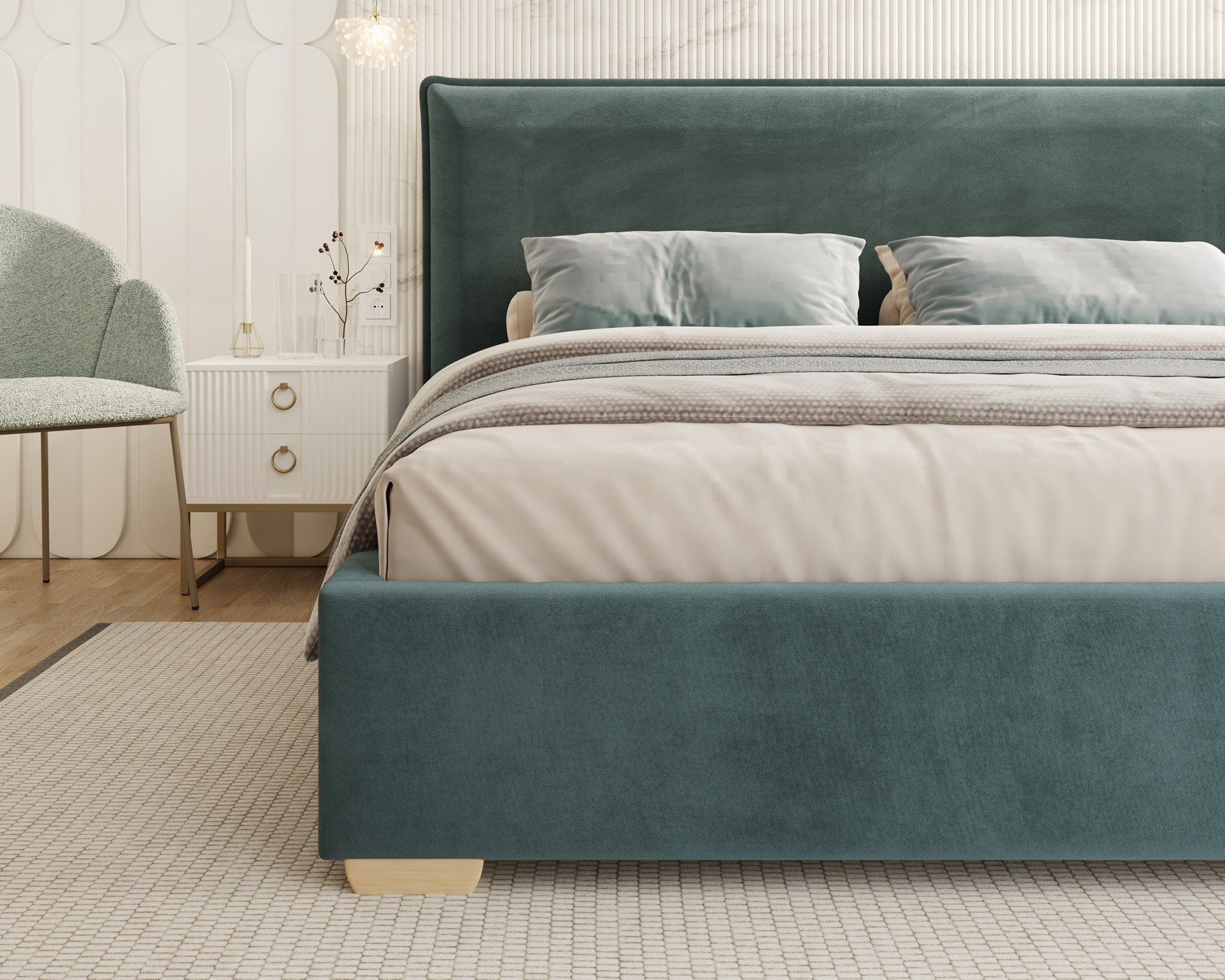 Čalouněná postel PERFETTO 140x200 s kovovým zdvižným roštem MODRÁ PARIS