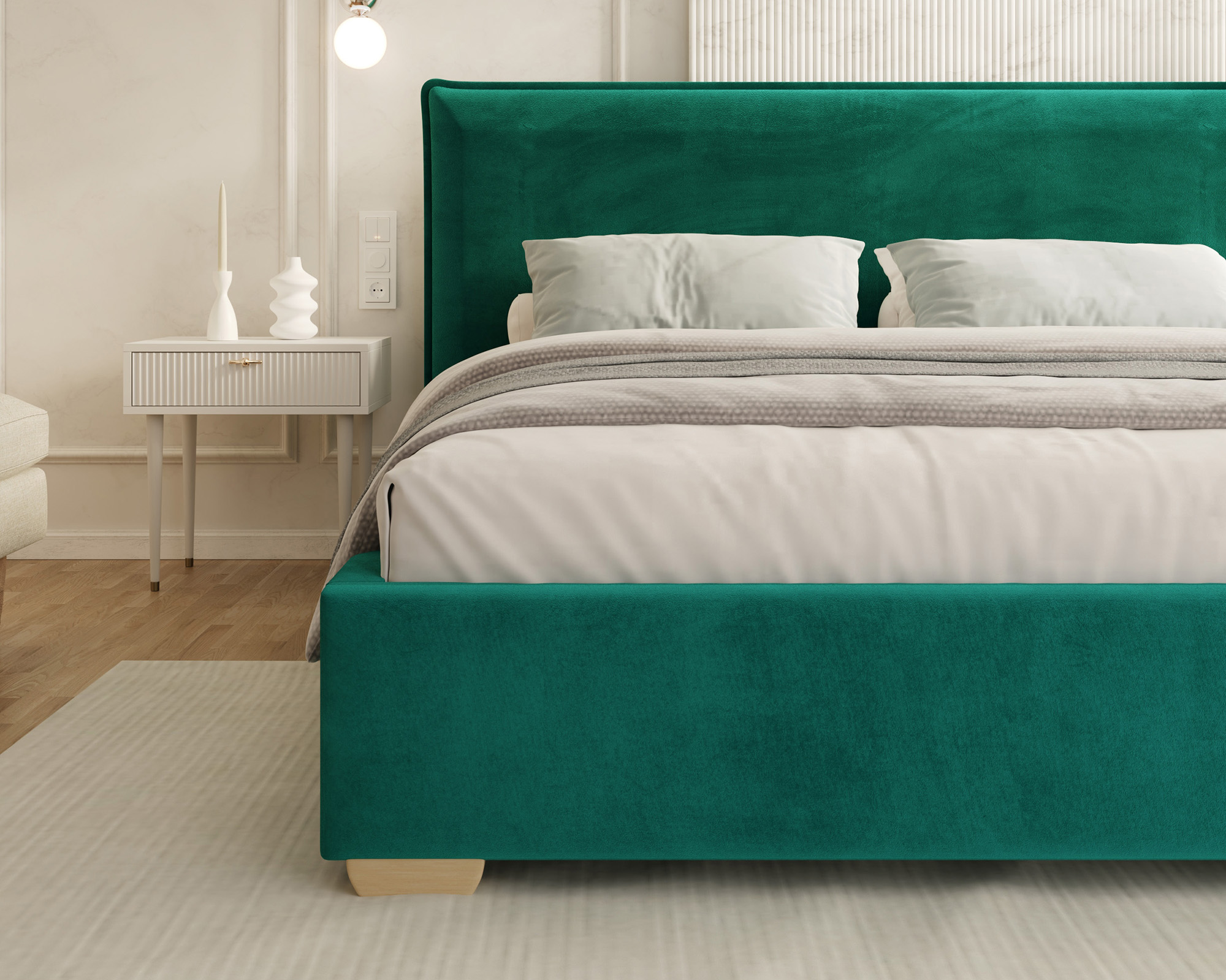 Čalouněná postel PERFETTO 140x200 s kovovým zdvižným roštem TYRKYSOVÁ PARIS