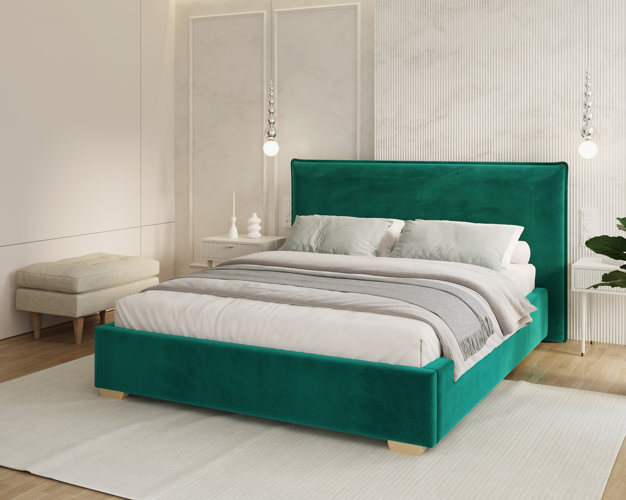 Čalouněná postel PERFETTO 140x200 s kovovým zdvižným roštem TYRKYSOVÁ PARIS